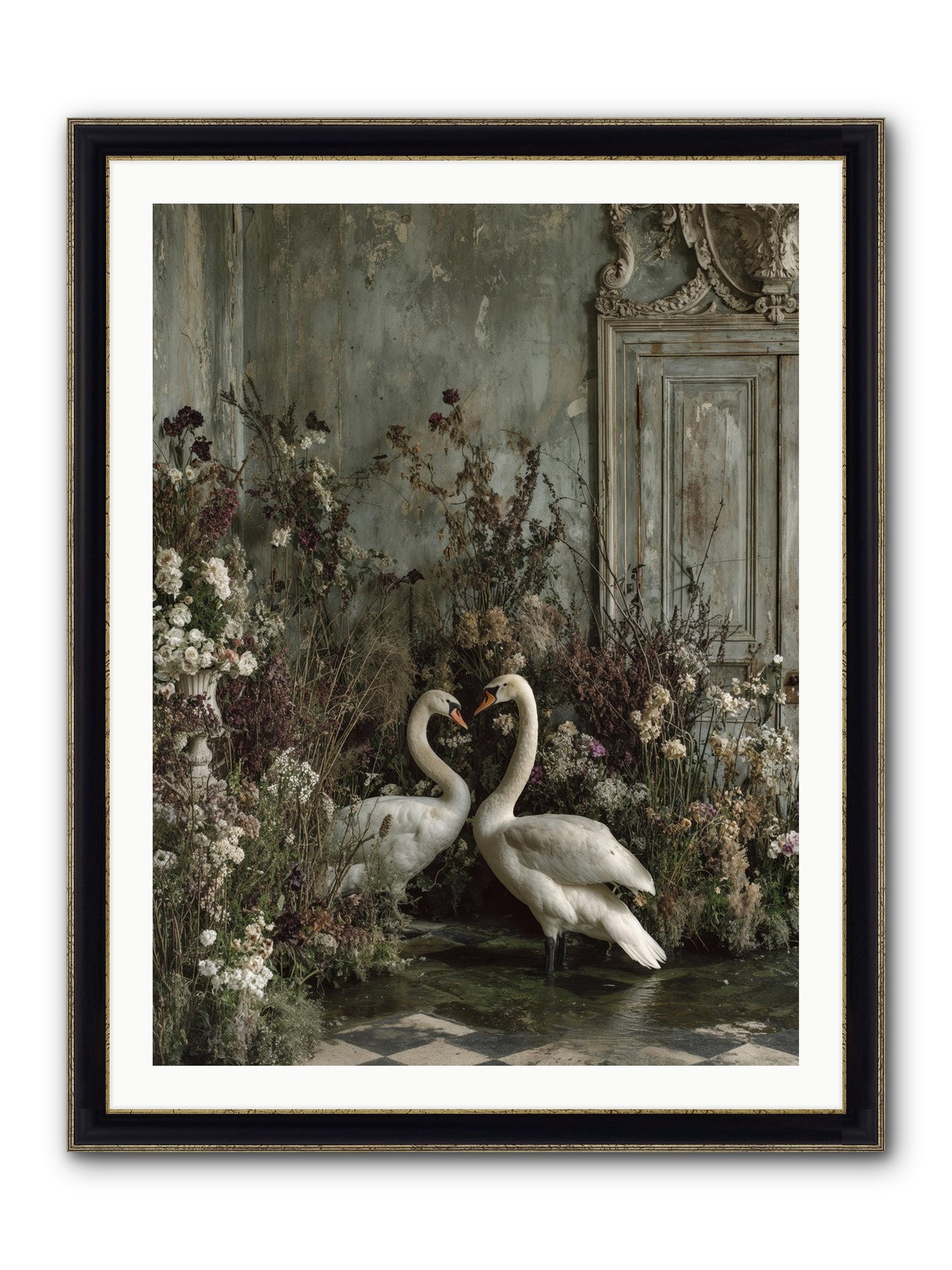 Whispered Affections Framed Print - Black & Gold 30x40
