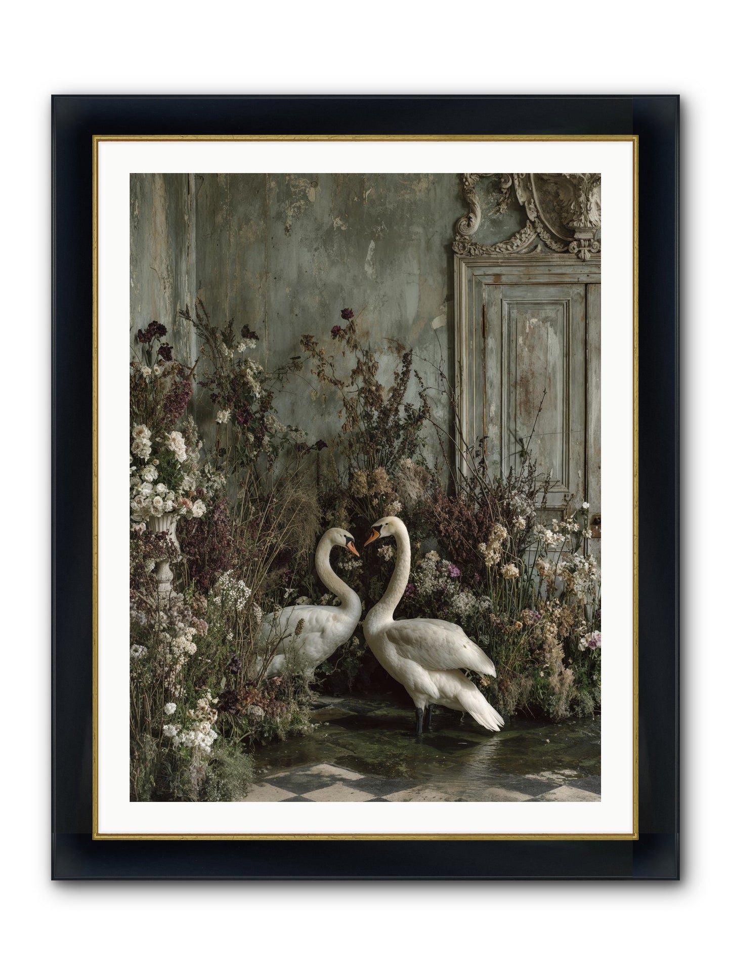 Whispered Affections Framed Print - Wide Black w/Gold 30x40