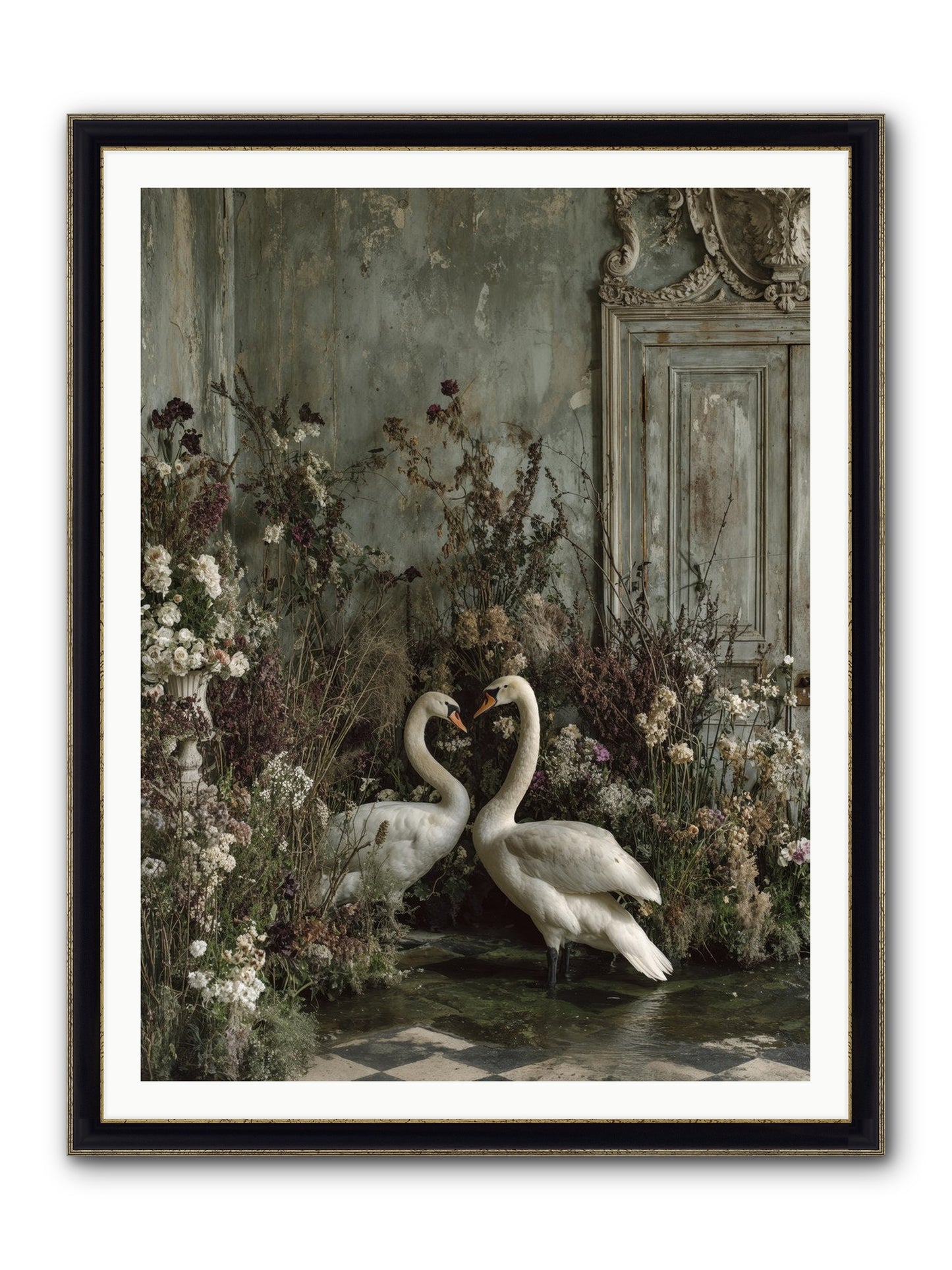 Whispered Affections Framed Print - Black & Gold 36x48
