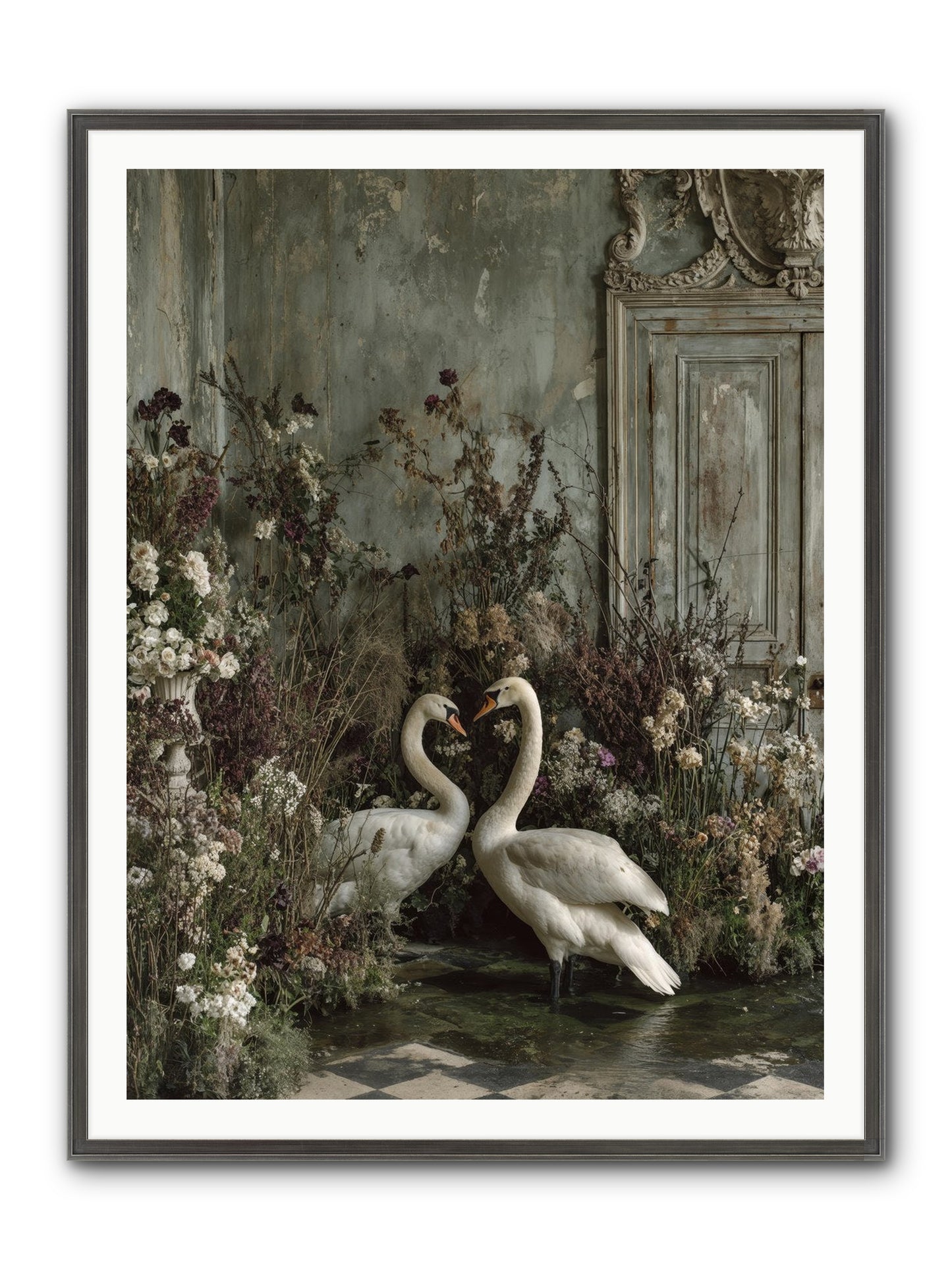 Whispered Affections Framed Print - Slimwoods Black/Silver 36x48
