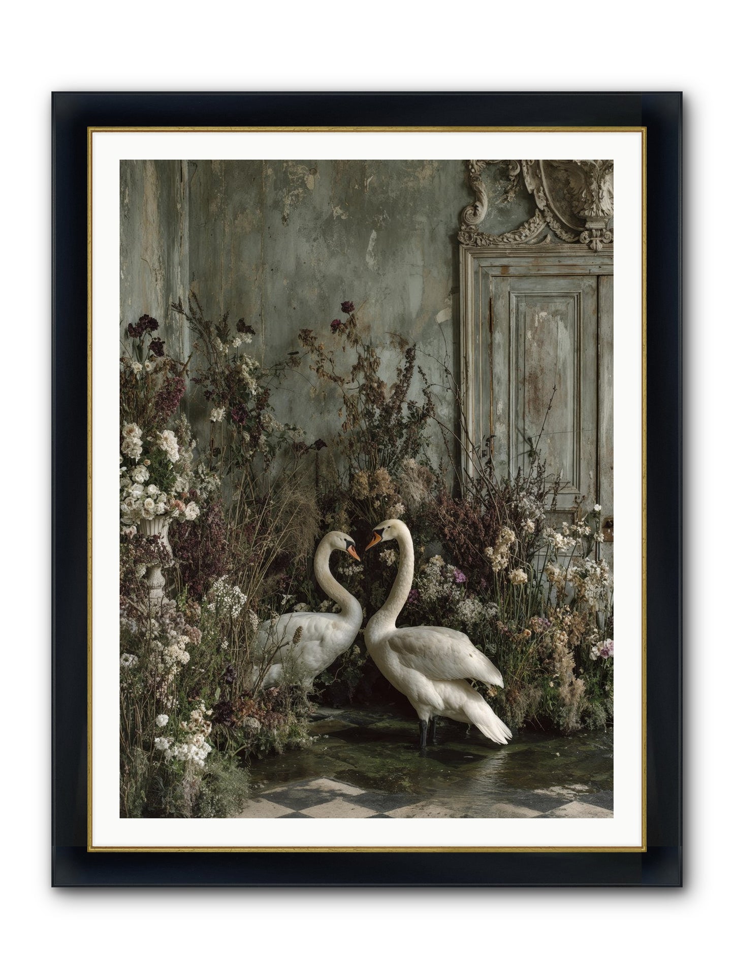 Whispered Affections Framed Print - Wide Black w/Gold 36x48