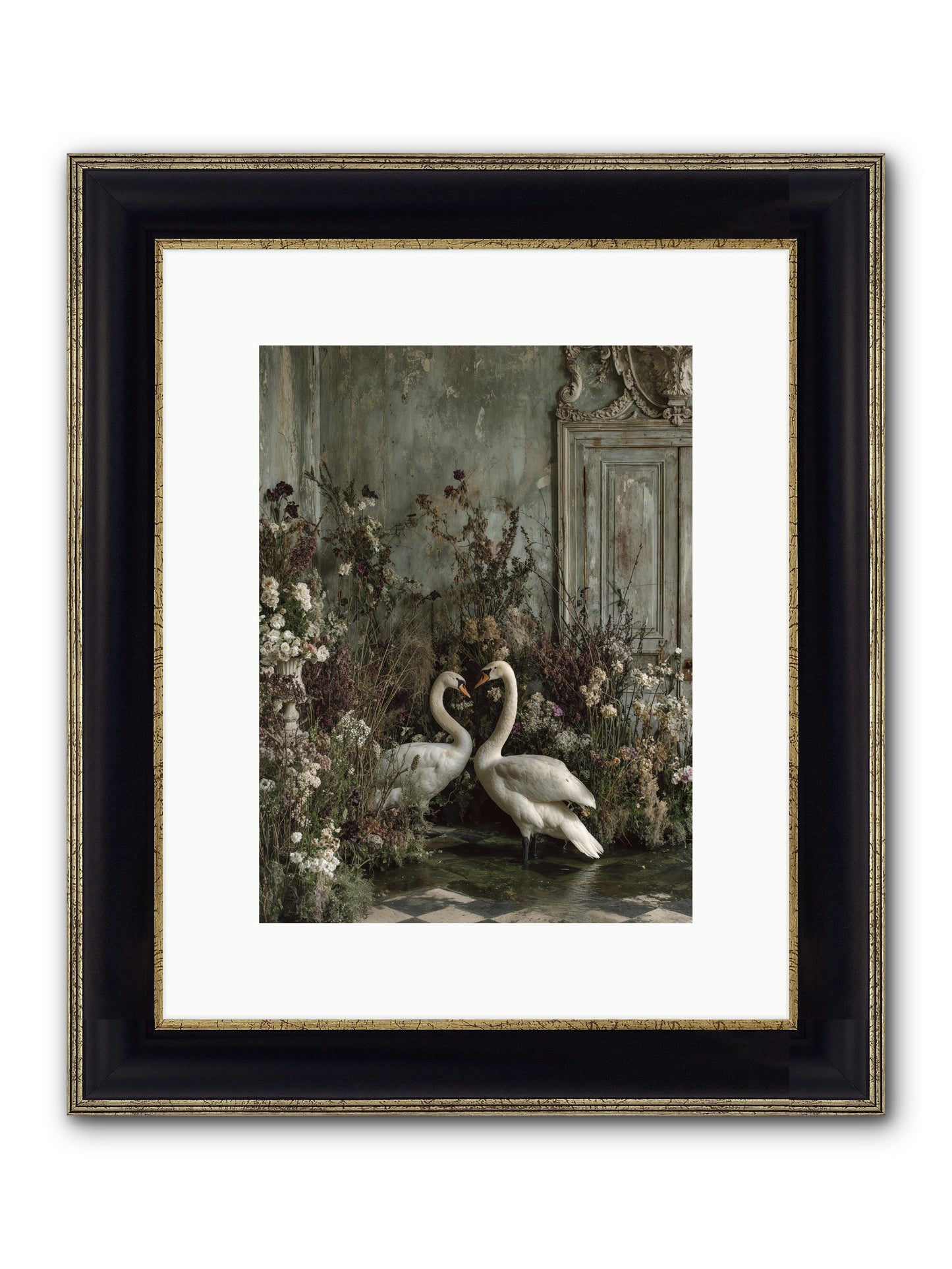 Whispered Affections Framed Print - Black & Gold 9x12