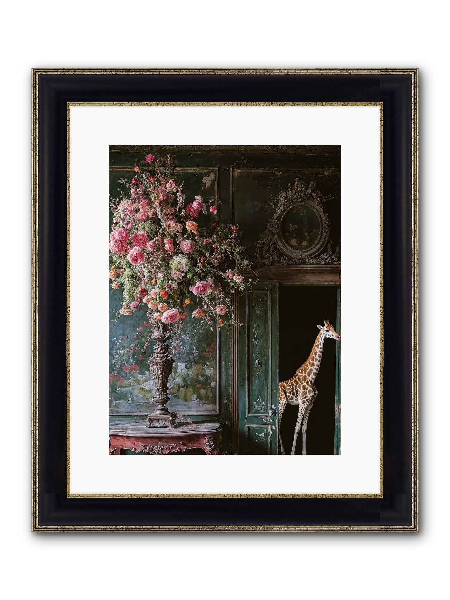 Whispered Entrance Framed Print - Black & Gold 12x16
