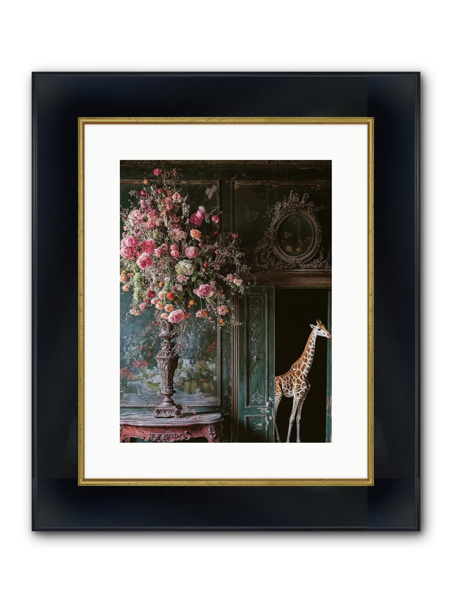 Whispered Entrance Framed Print - Wide Black w/Gold 12x16