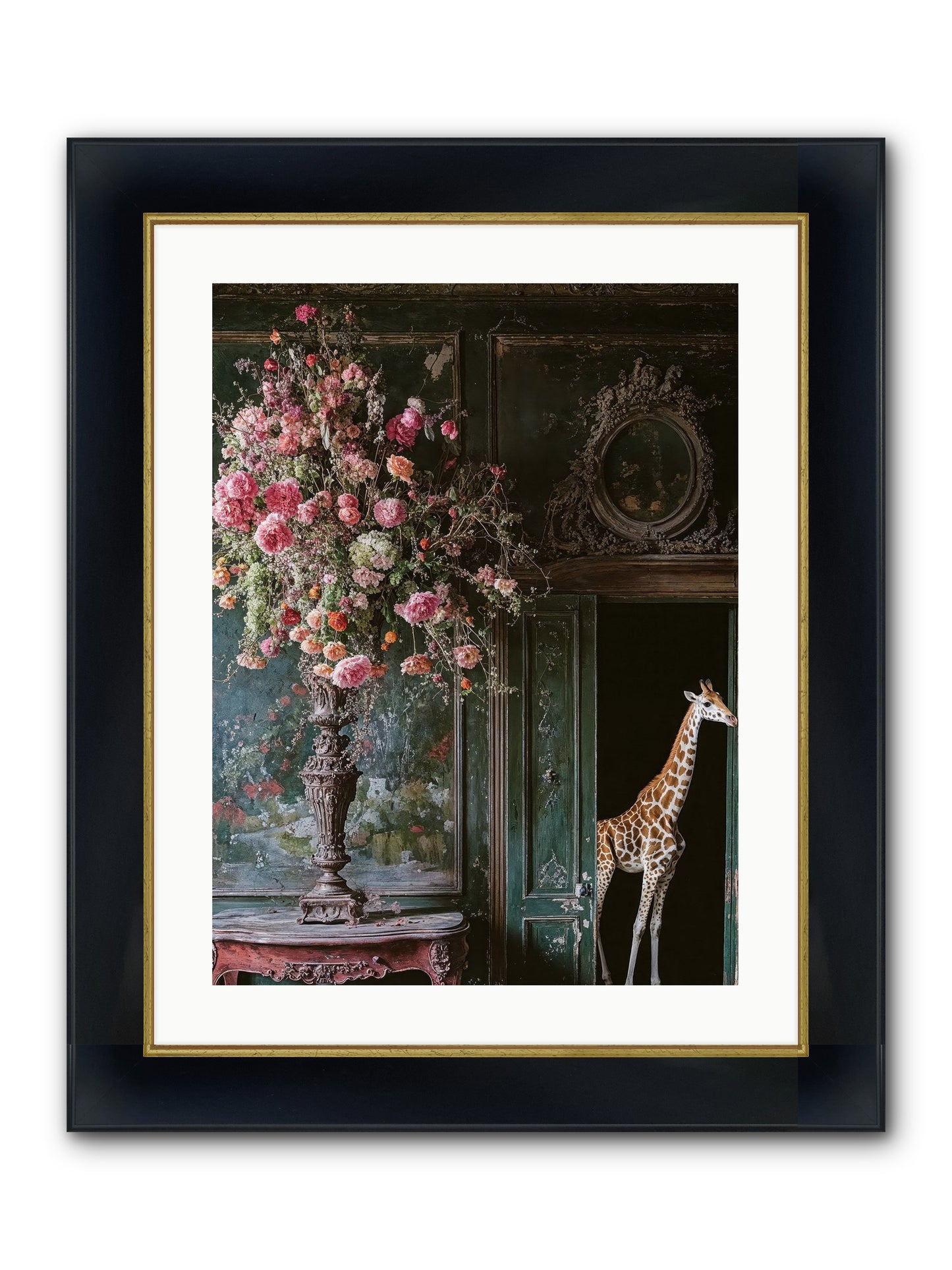 Whispered Entrance Framed Print - Wide Black w/Gold 18x24
