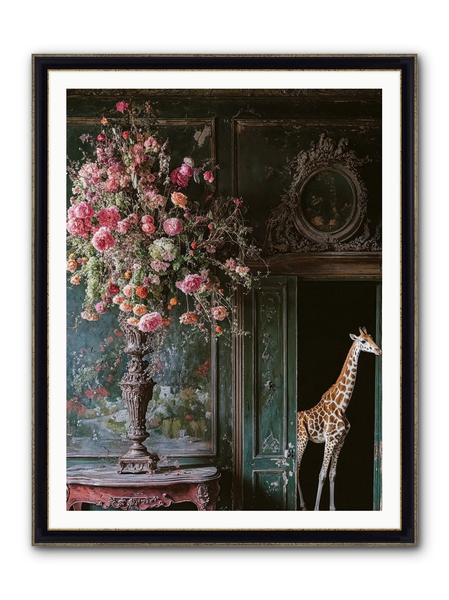 Whispered Entrance Framed Print - Black & Gold 36x48