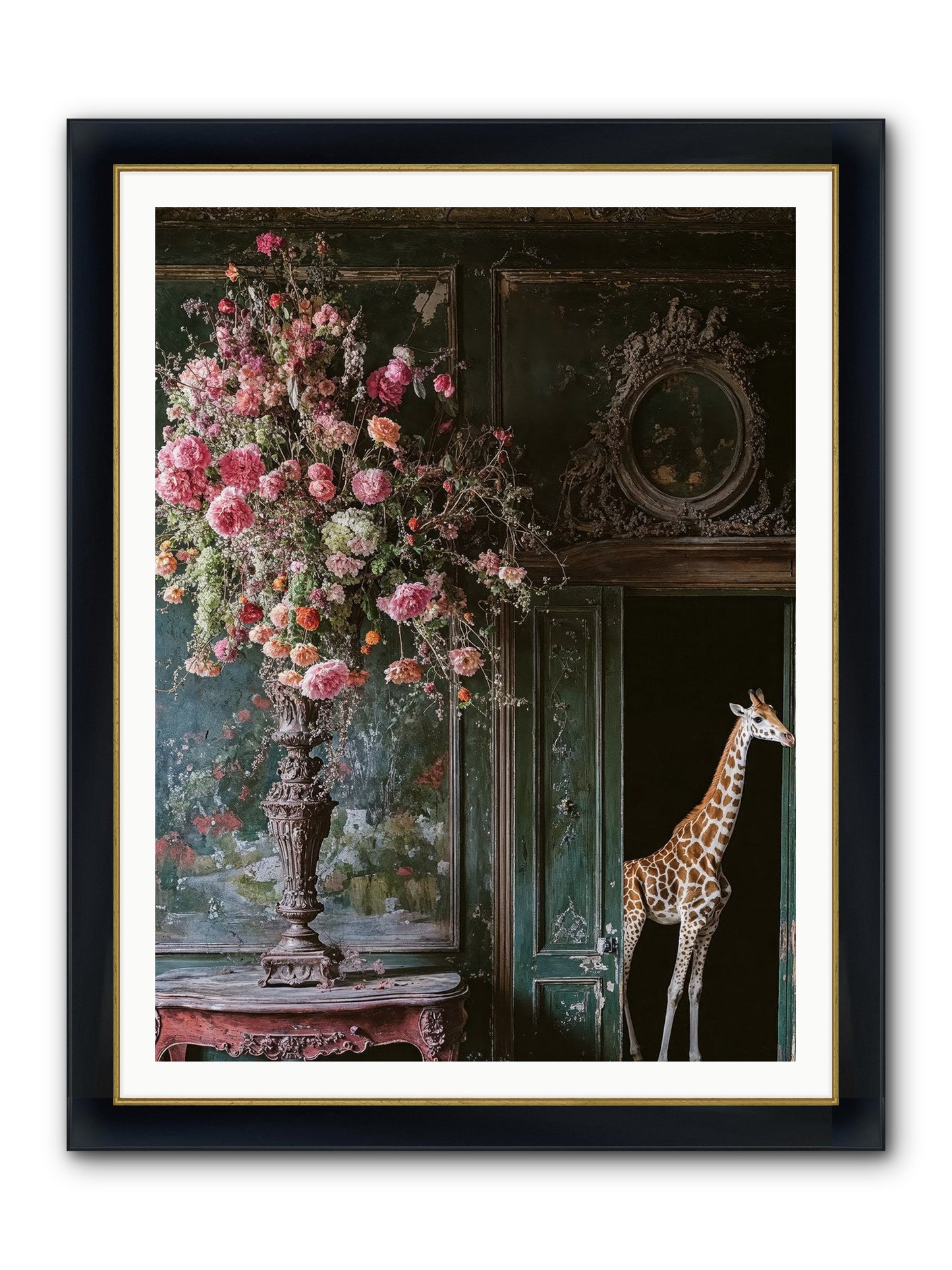 Whispered Entrance Framed Print - Wide Black w/Gold 36x48