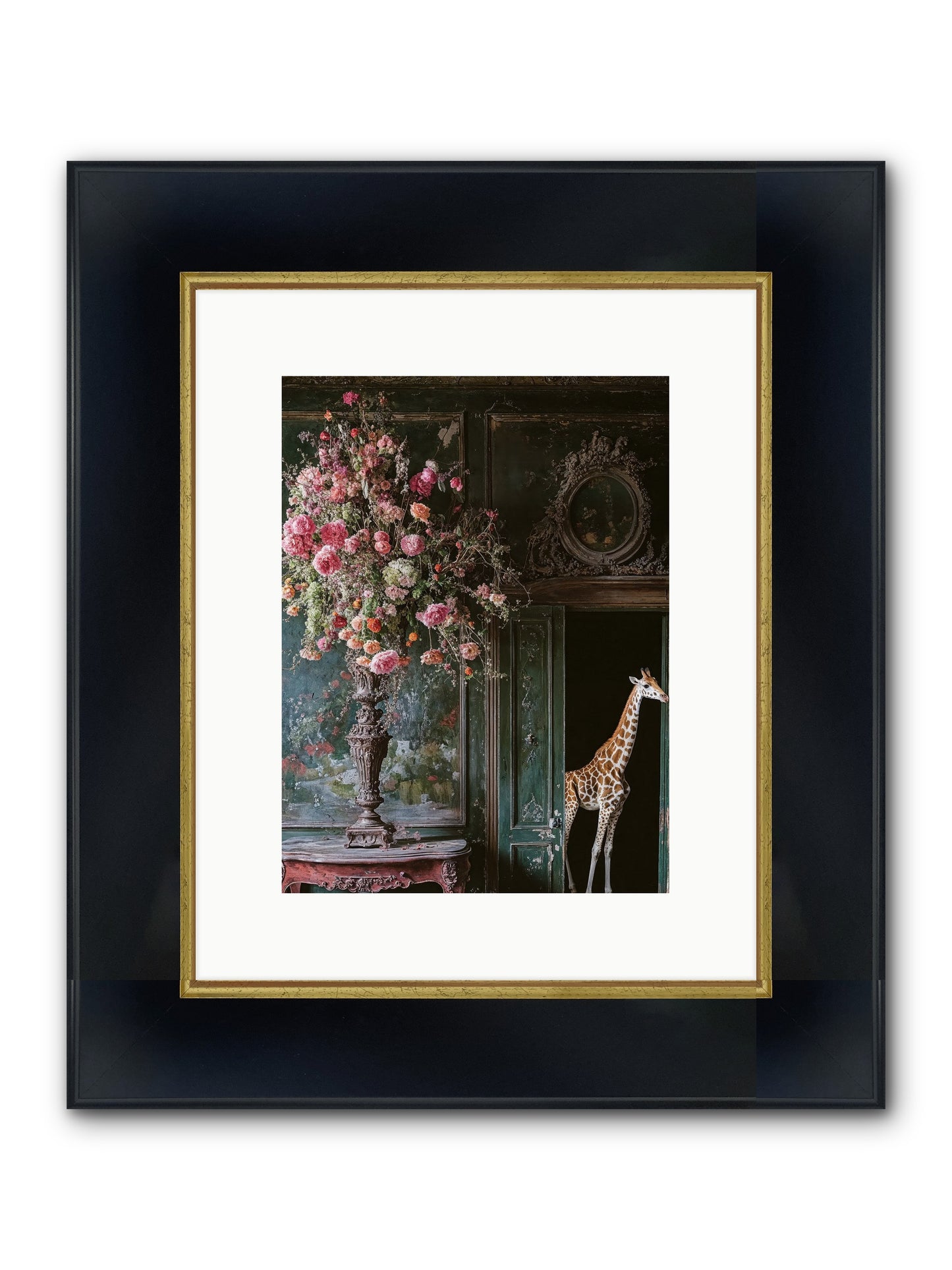 Whispered Entrance Framed Print - Wide Black w/Gold 9x12