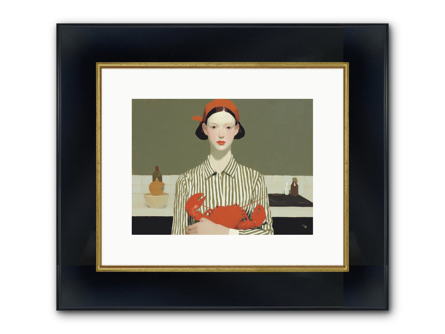 Whispered Lines Framed Print - Wide Black w/Gold 12x9