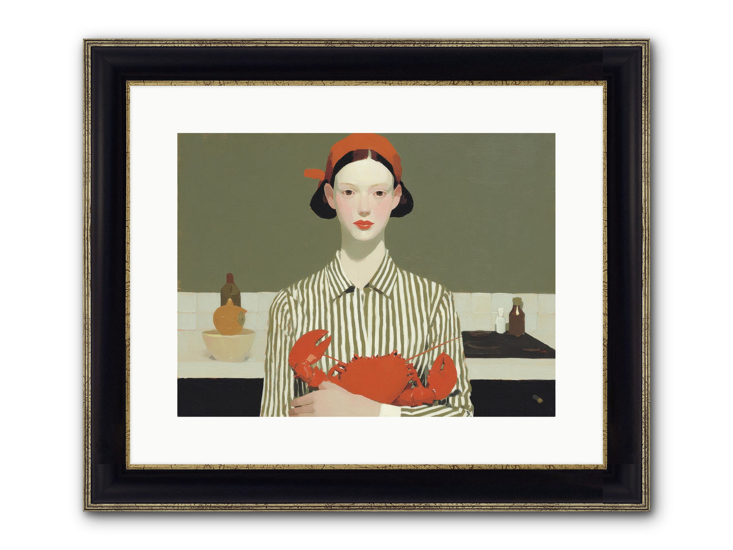 Whispered Lines Framed Print - Black & Gold 16x12
