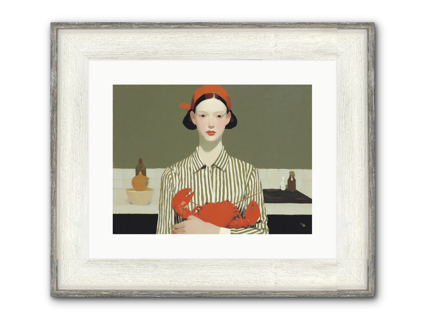 Whispered Lines Framed Print - Driftwood White 16x12