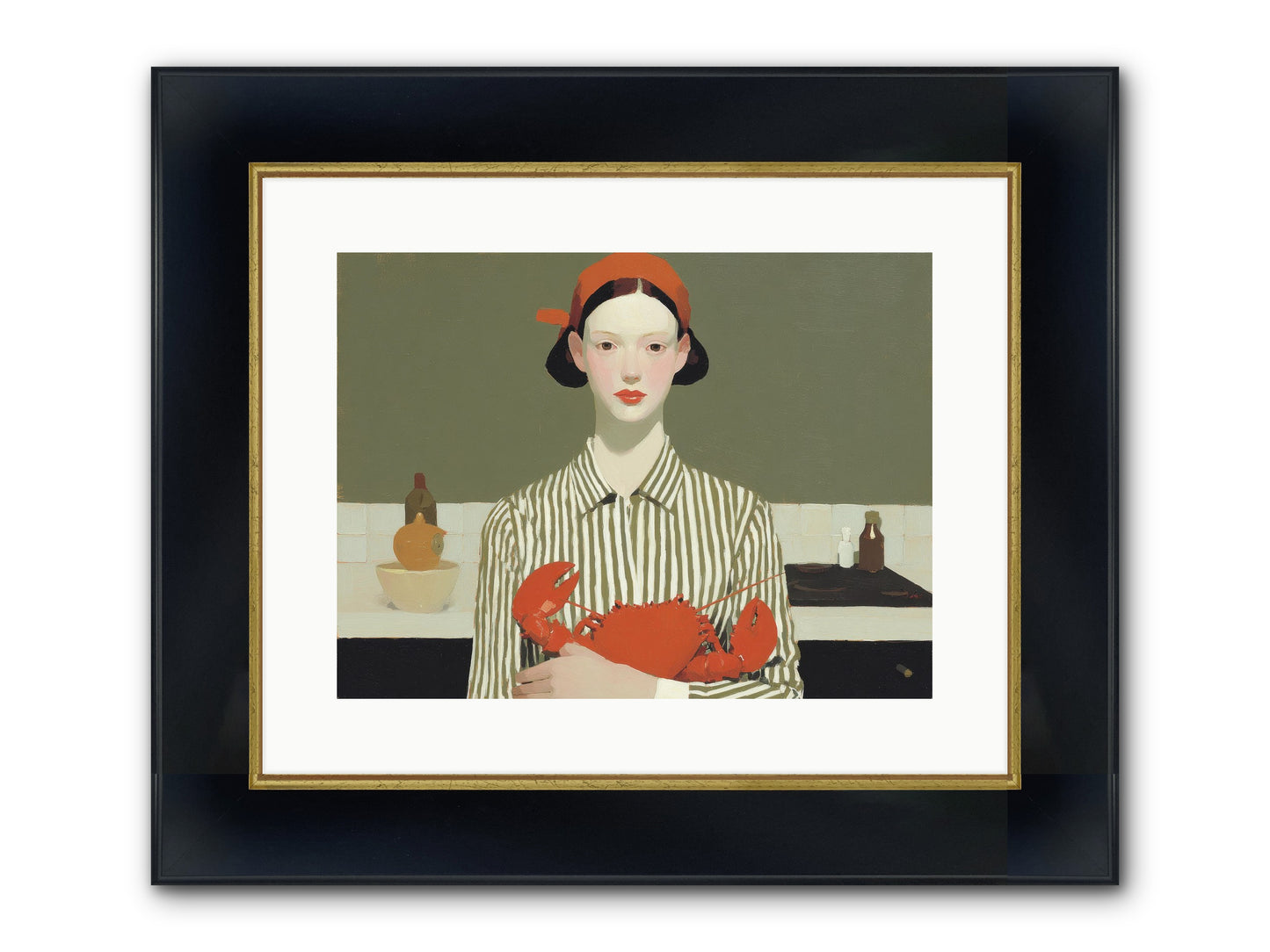 Whispered Lines Framed Print - Wide Black w/Gold 16x12