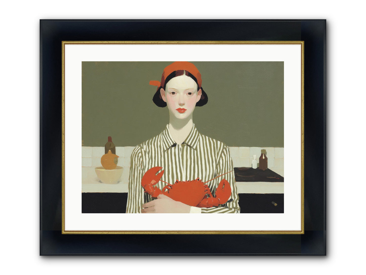 Whispered Lines Framed Print - Wide Black w/Gold 24x18