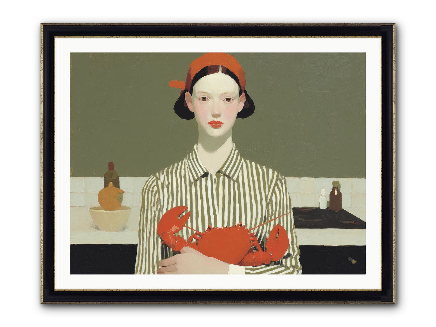 Whispered Lines Framed Print - Black & Gold 40x30