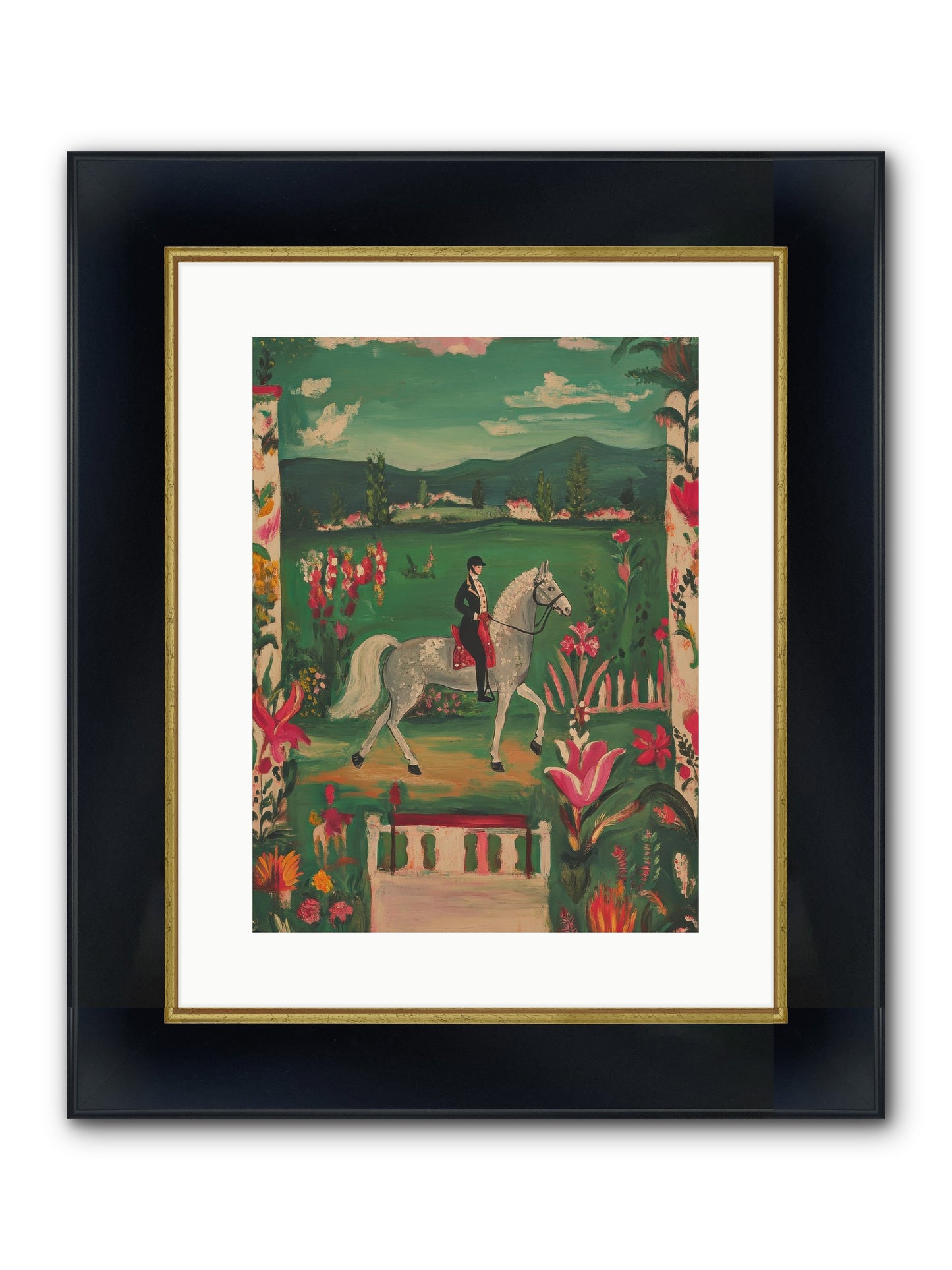 Whispering Field Notes Framed Print - Wide Black w/Gold 12x16
