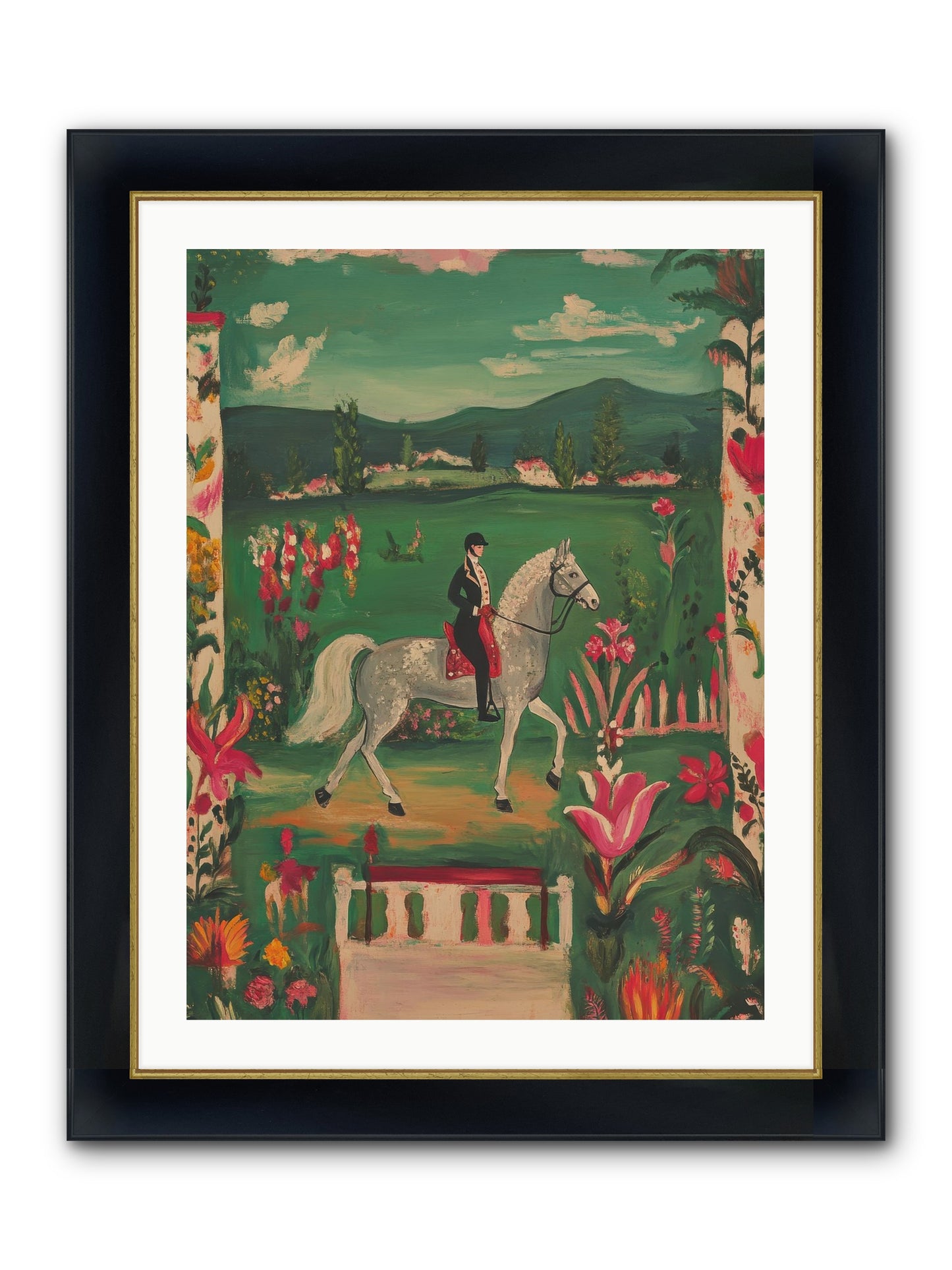 Whispering Field Notes Framed Print - Wide Black w/Gold 24x32