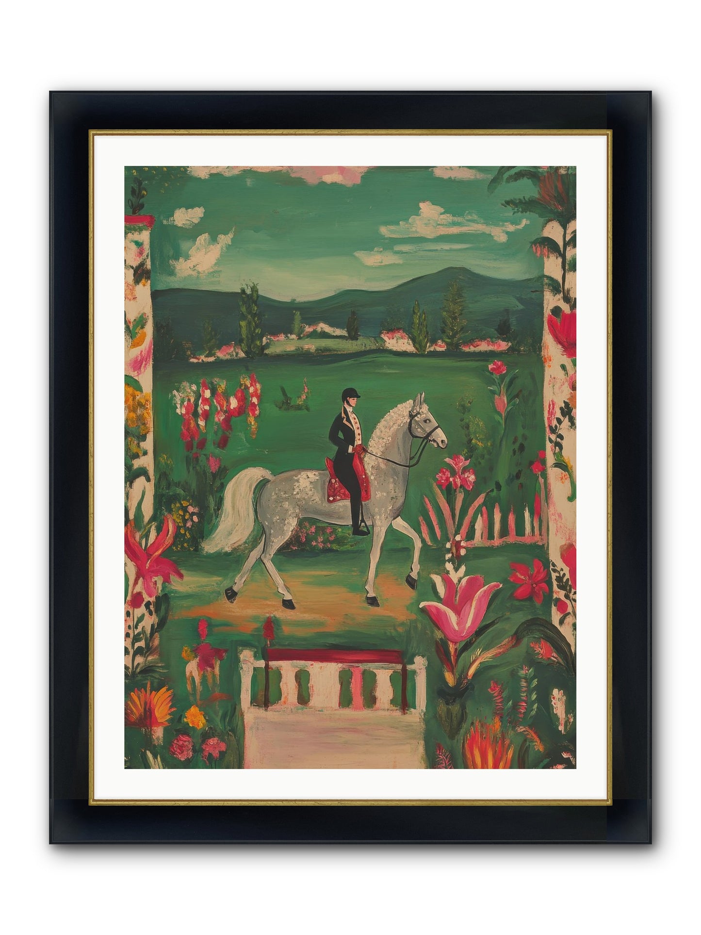 Whispering Field Notes Framed Print - Wide Black w/Gold 30x40