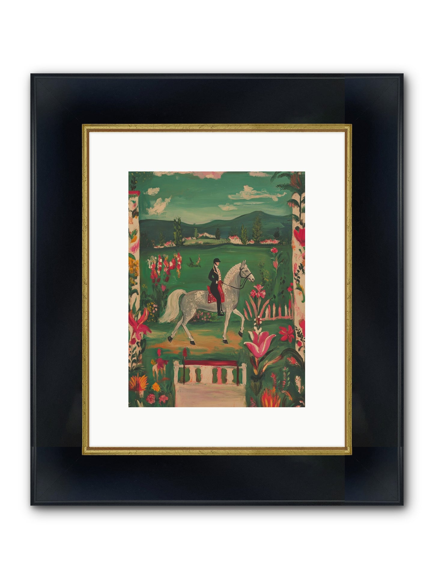Whispering Field Notes Framed Print - Wide Black w/Gold 9x12
