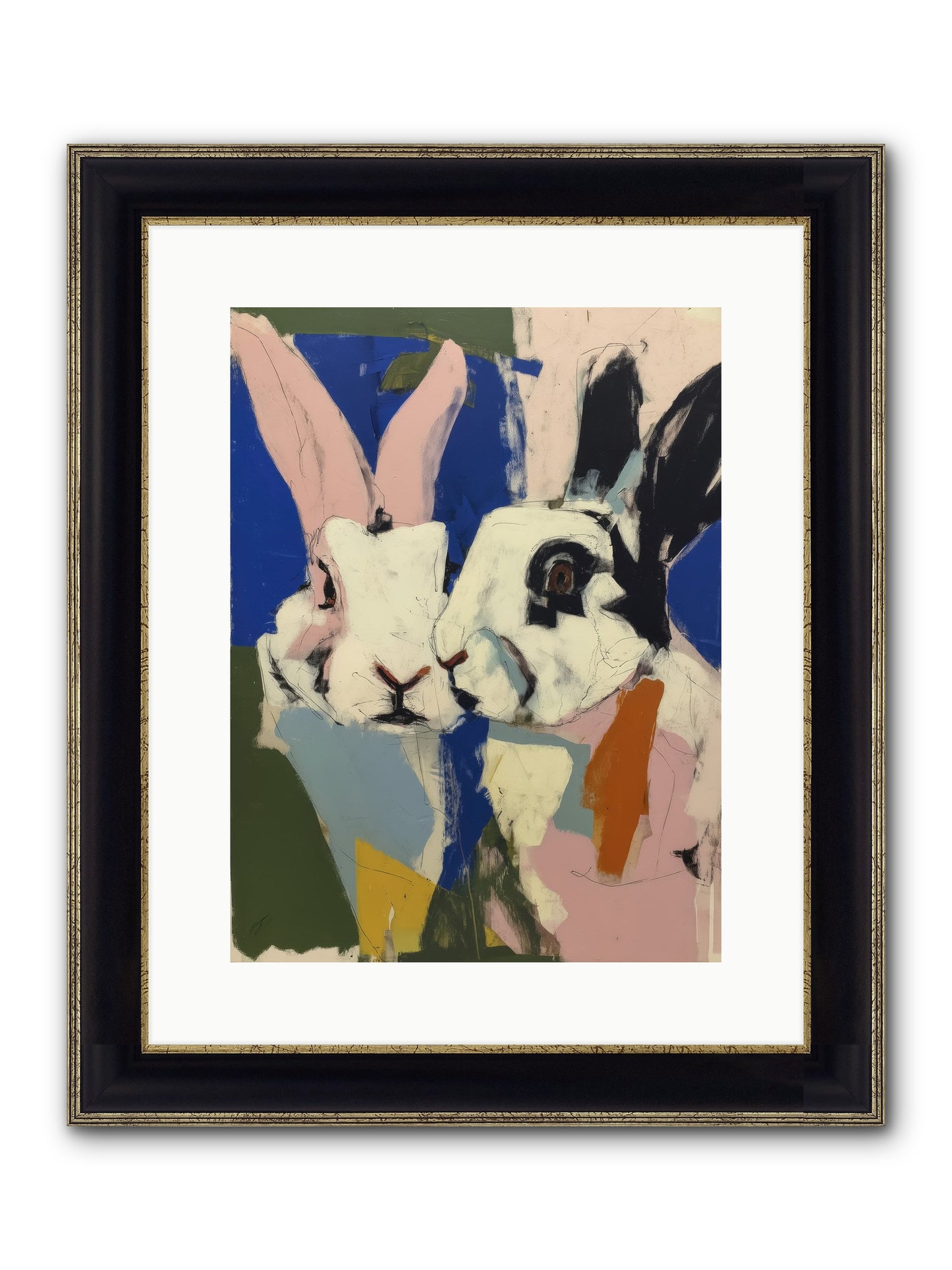 Whispering Nuzzle Framed Print - Black & Gold 12x16