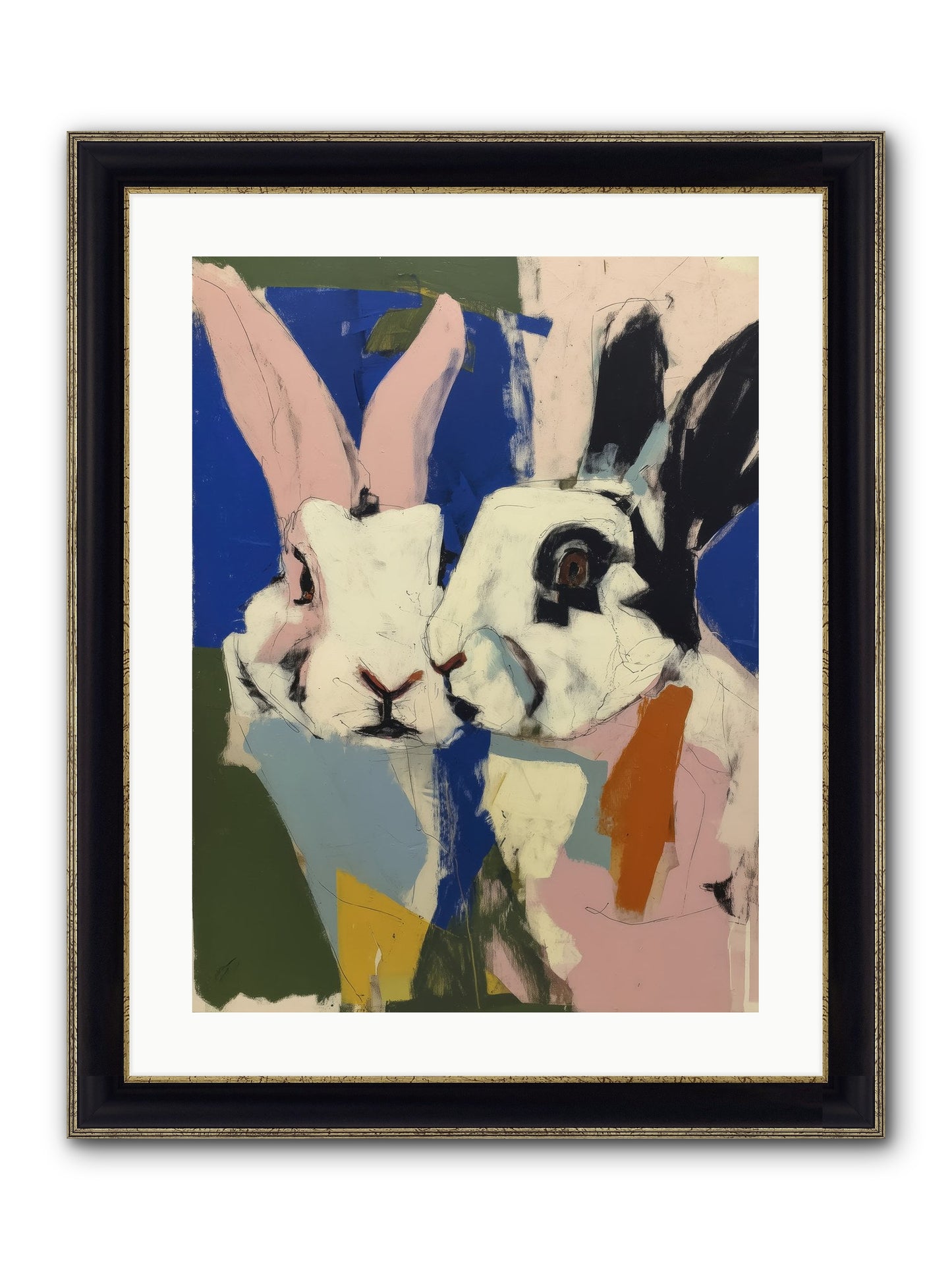Whispering Nuzzle Framed Print - Black & Gold 18x24