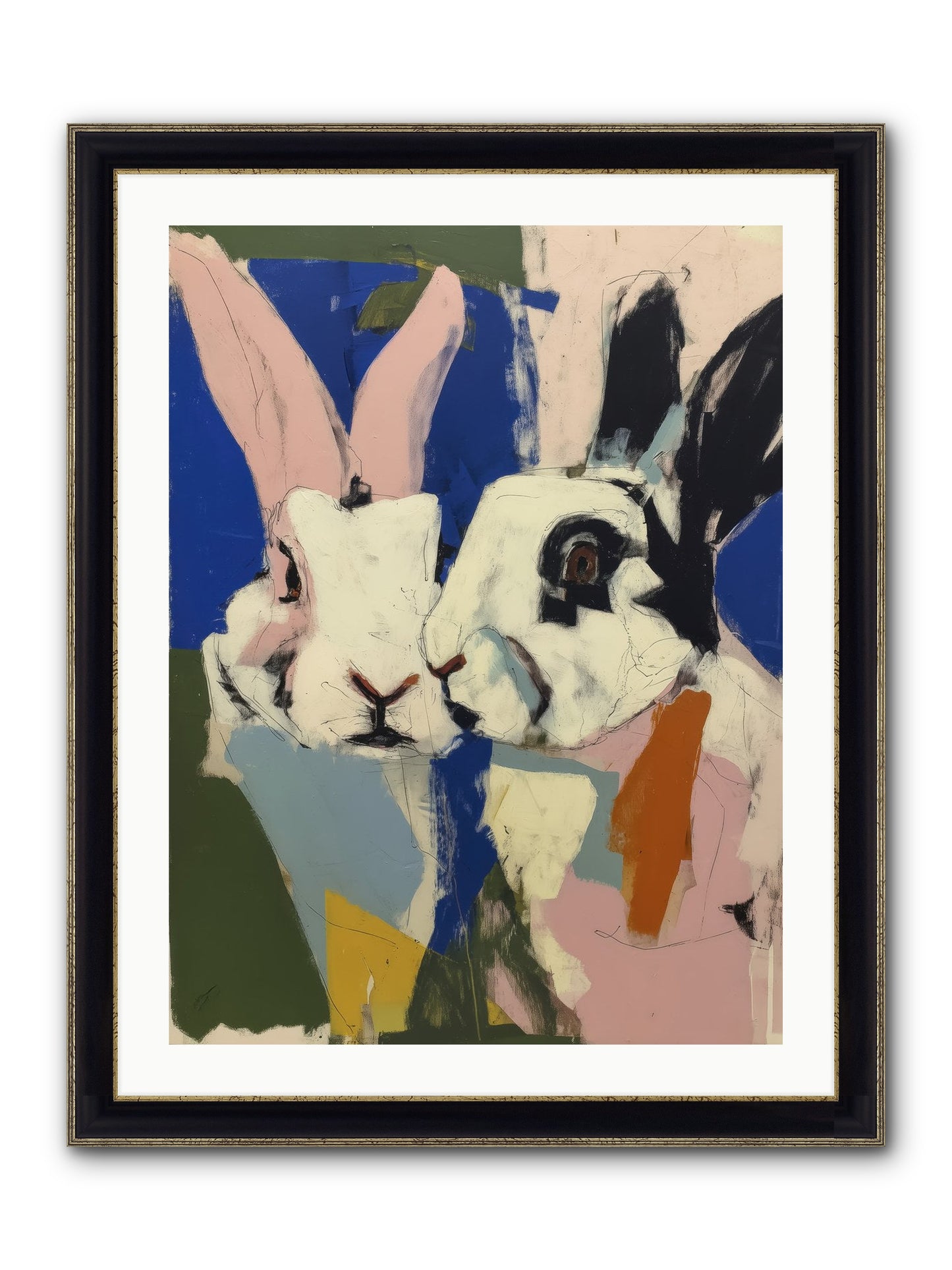 Whispering Nuzzle Framed Print - Black & Gold 24x32
