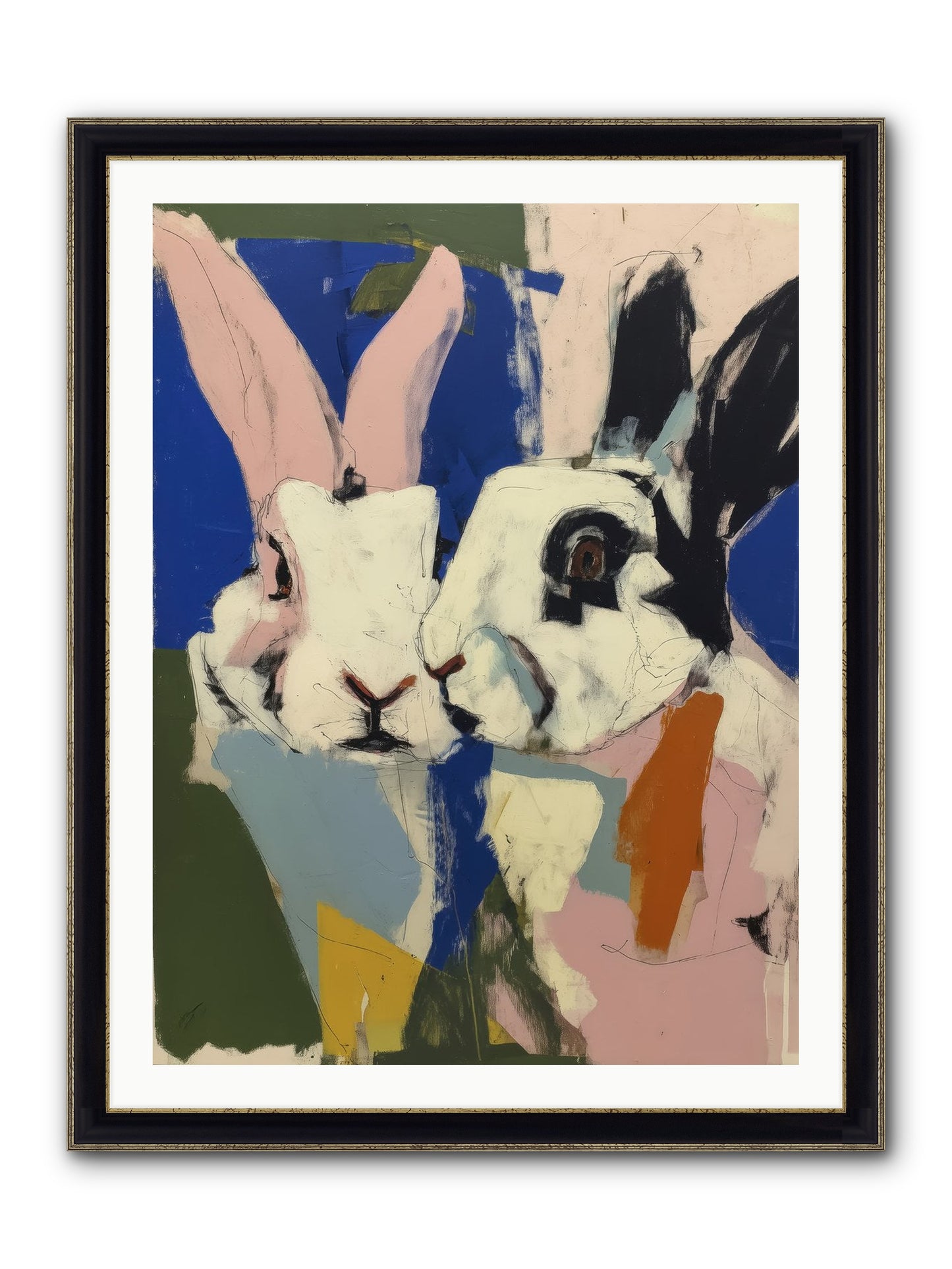 Whispering Nuzzle Framed Print - Black & Gold 30x40