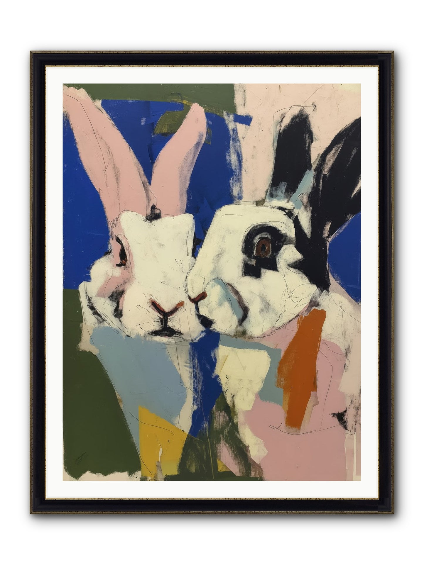 Whispering Nuzzle Framed Print - Black & Gold 36x48