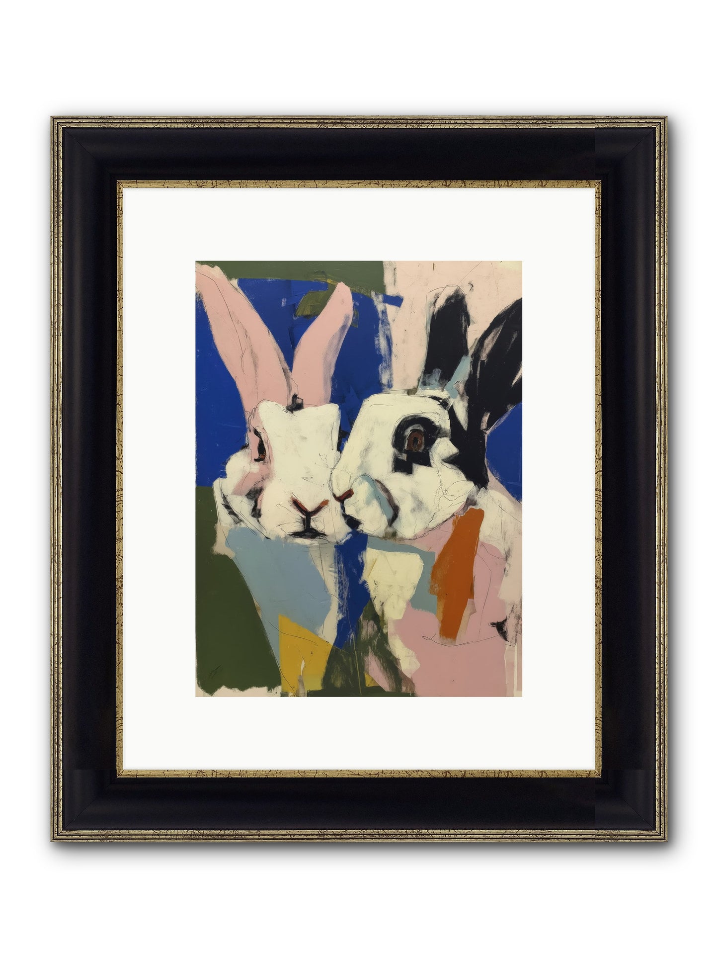 Whispering Nuzzle Framed Print - Black & Gold 9x12
