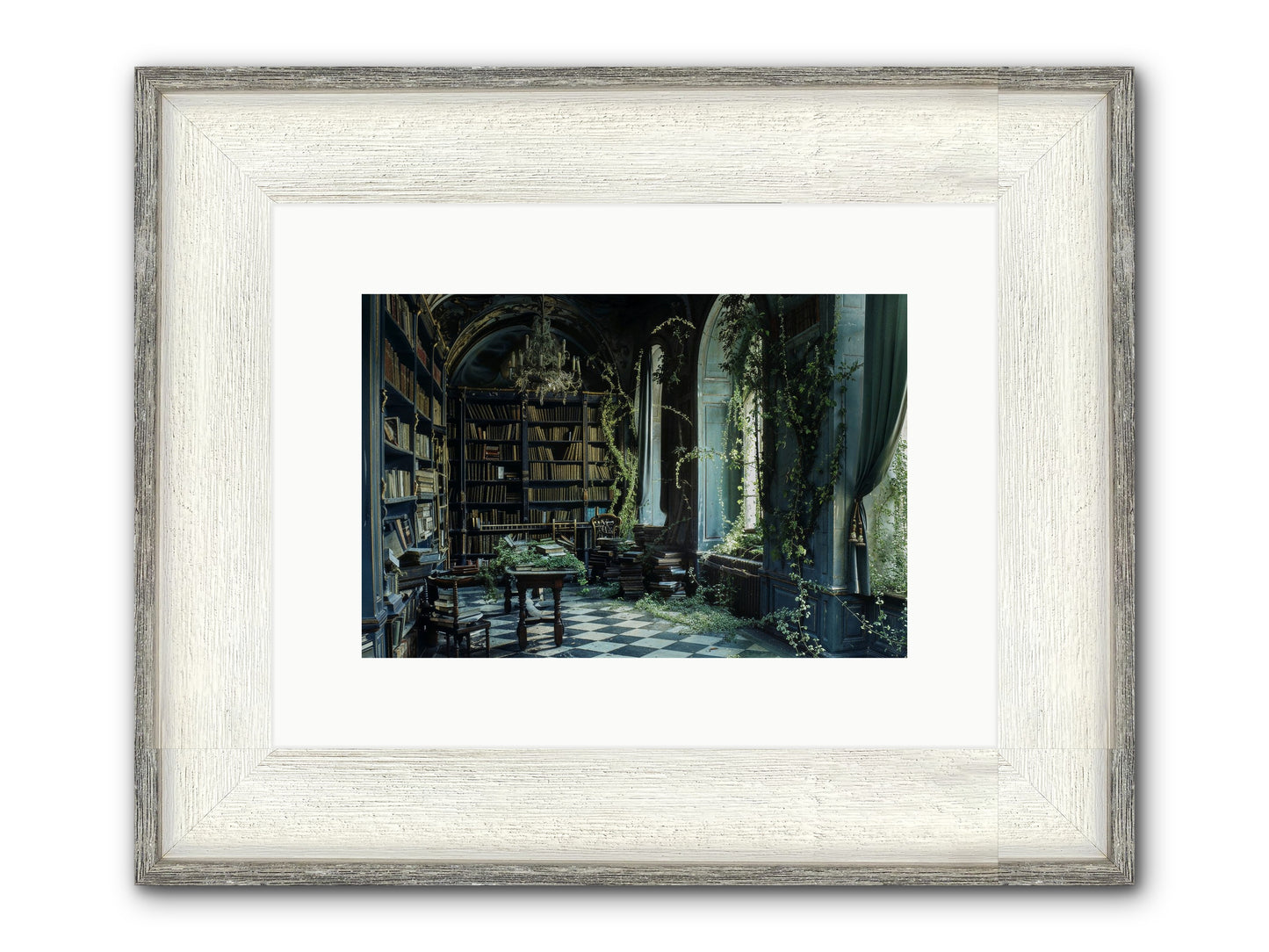 Whispering Pines Framed Print - Driftwood White 12x8