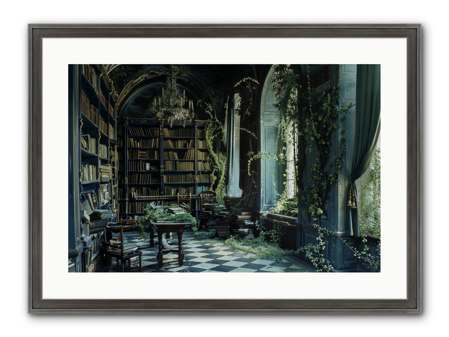 Whispering Pines Framed Print - Slimwoods Black/Silver 24x16