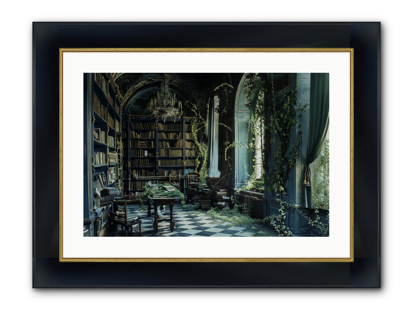 Whispering Pines Framed Print - Wide Black w/Gold 24x16