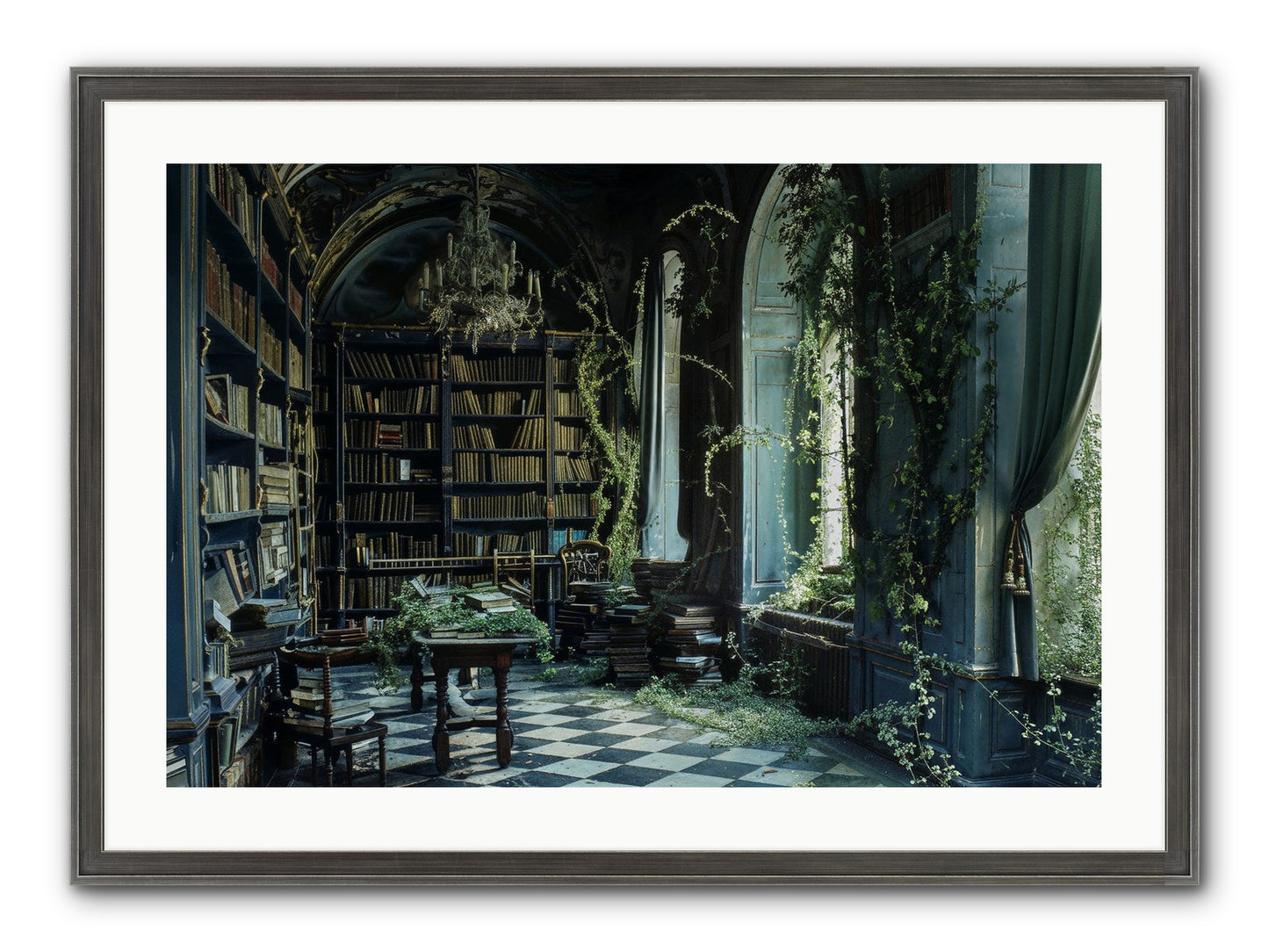 Whispering Pines Framed Print - Slimwoods Black/Silver 30x20