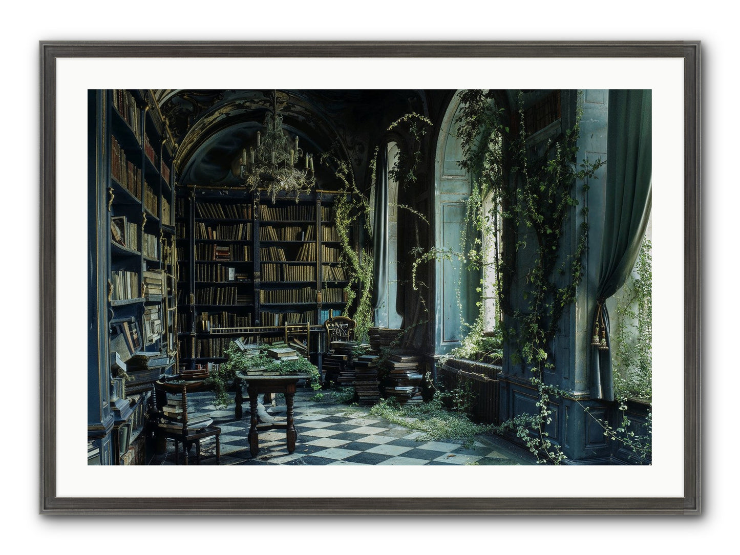 Whispering Pines Framed Print - Slimwoods Black/Silver 36x24