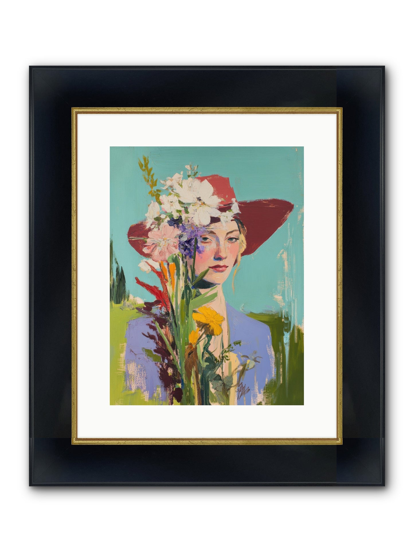 Whispering River Framed Print - Wide Black w/Gold 12x16