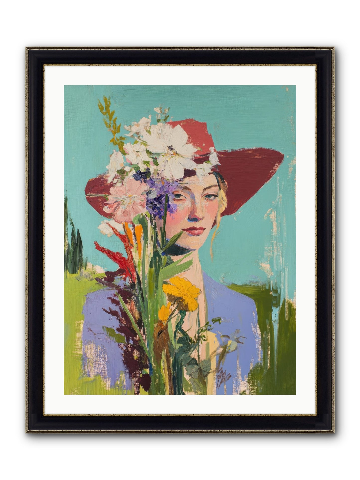 Whispering River Framed Print - Black & Gold 24x32