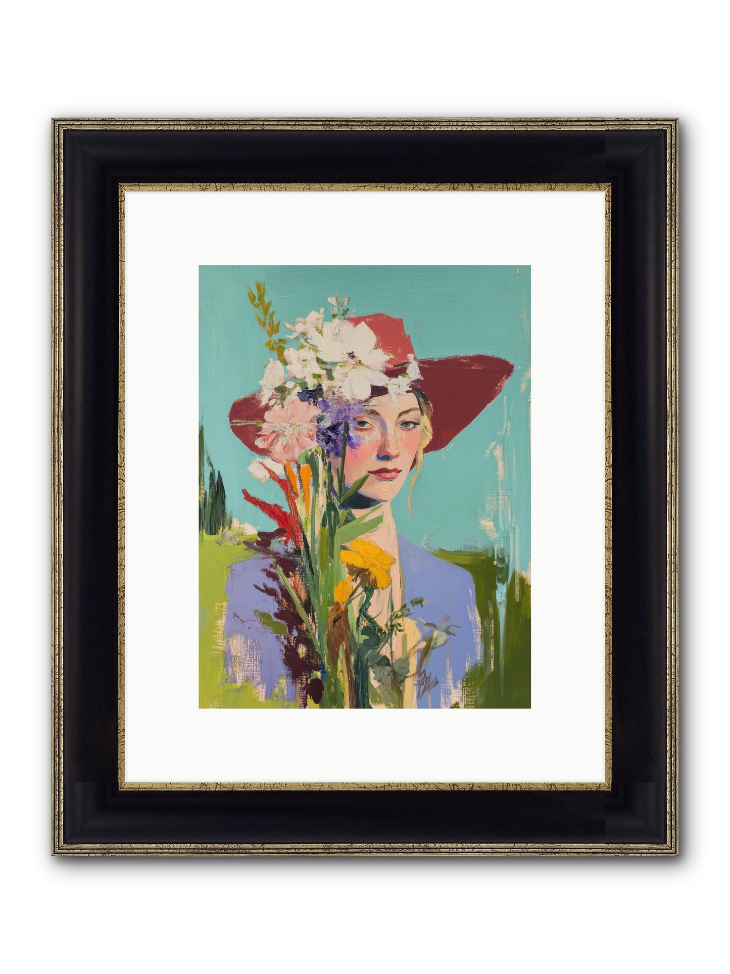 Whispering River Framed Print - Black & Gold 9x12