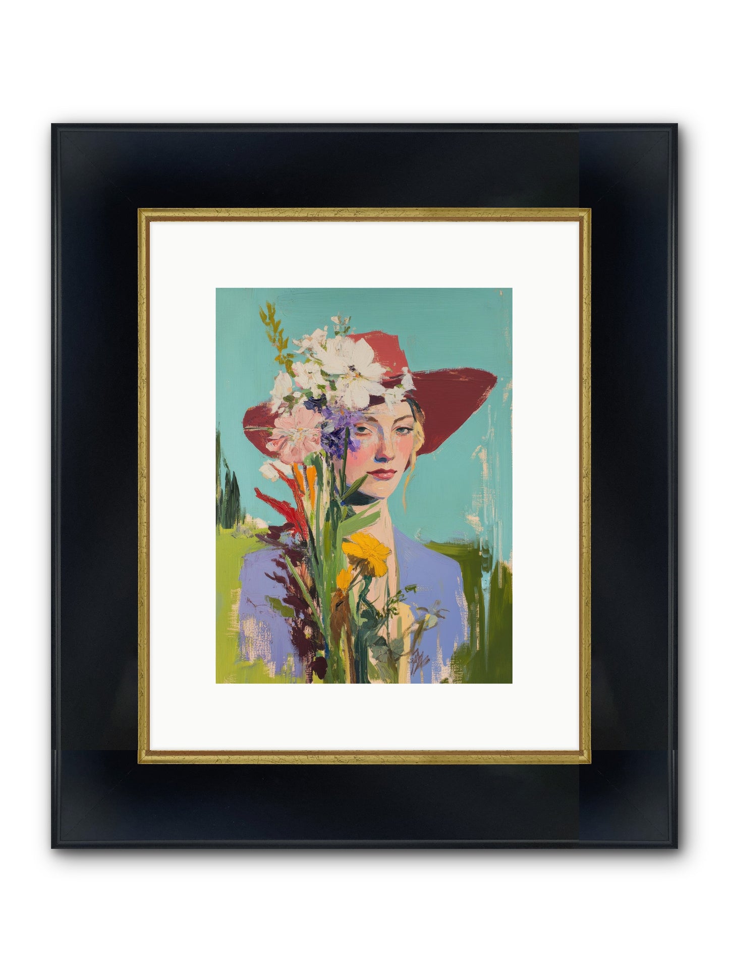 Whispering River Framed Print - Wide Black w/Gold 9x12