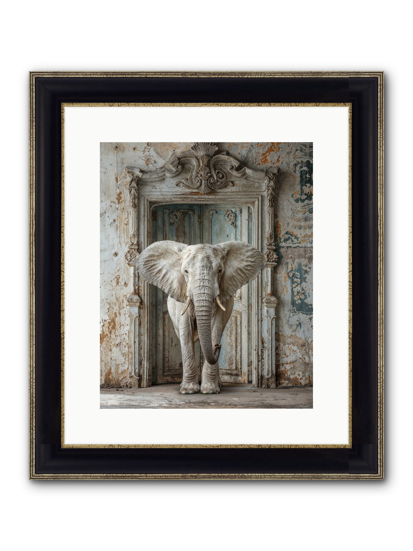 Whispers Of Monsoon And Mist Framed Print - Black & Gold 12x15