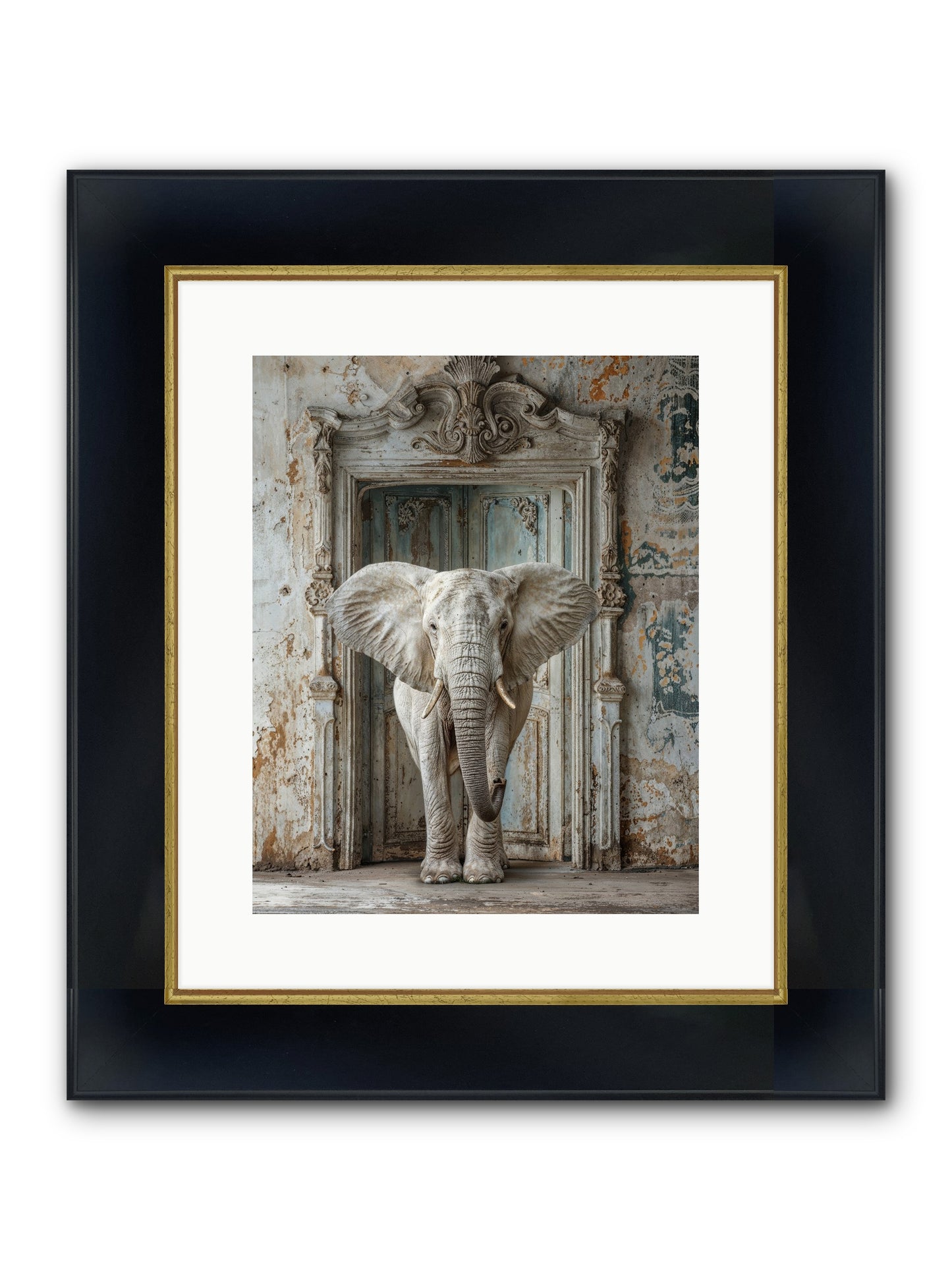 Whispers Of Monsoon And Mist Framed Print - Wide Black w/Gold 12x15