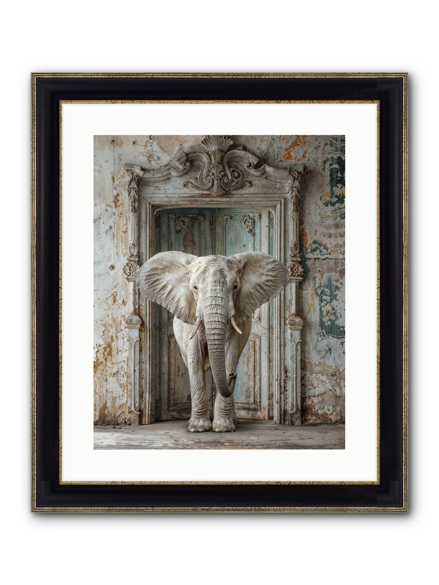 Whispers Of Monsoon And Mist Framed Print - Black & Gold 16x20