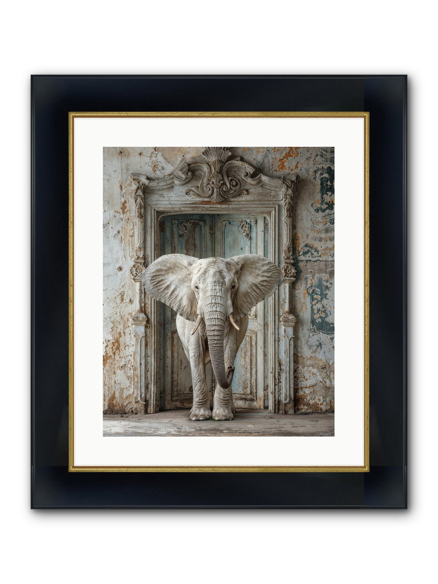 Whispers Of Monsoon And Mist Framed Print - Wide Black w/Gold 16x20