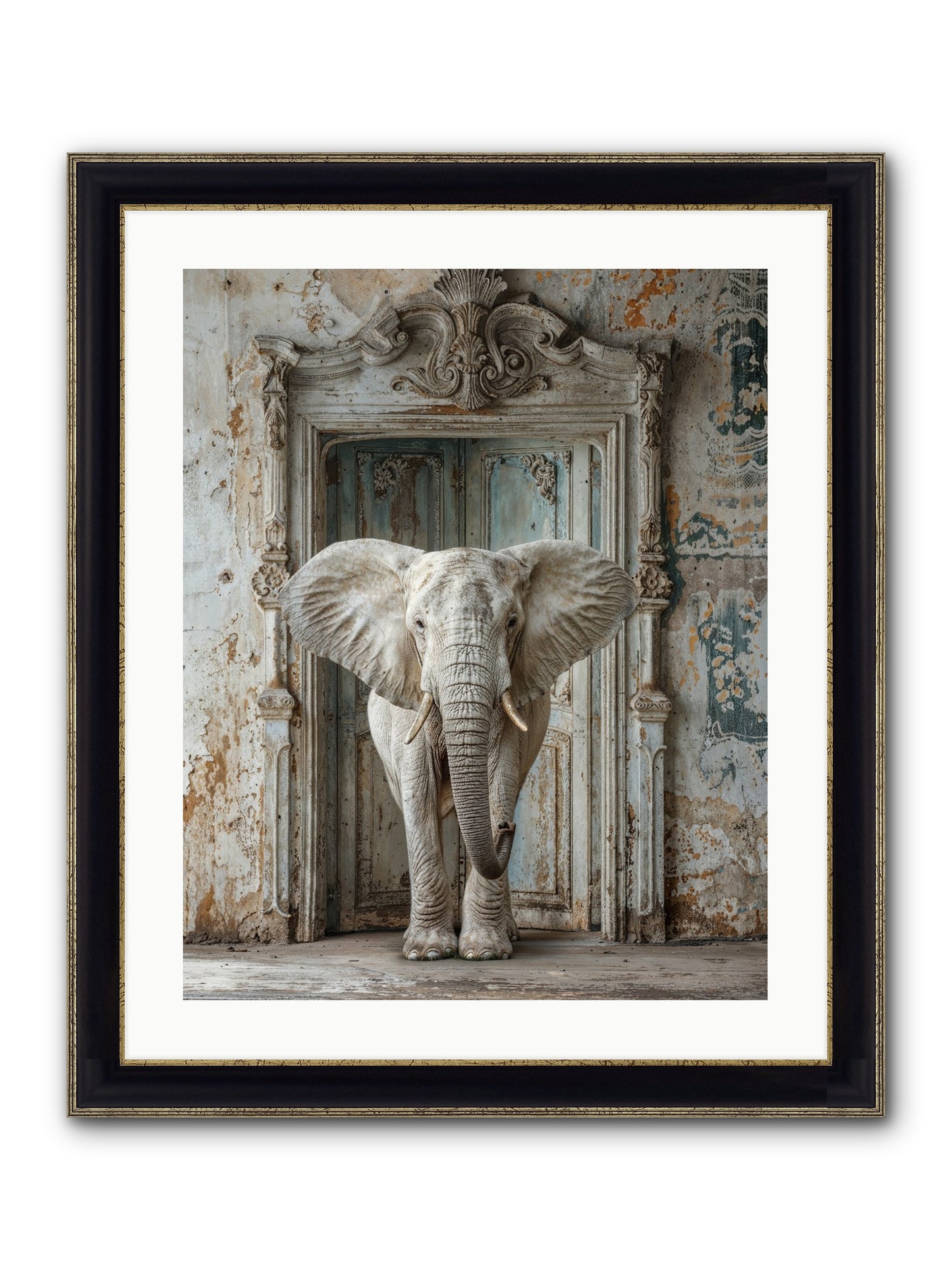 Whispers Of Monsoon And Mist Framed Print - Black & Gold 20x25