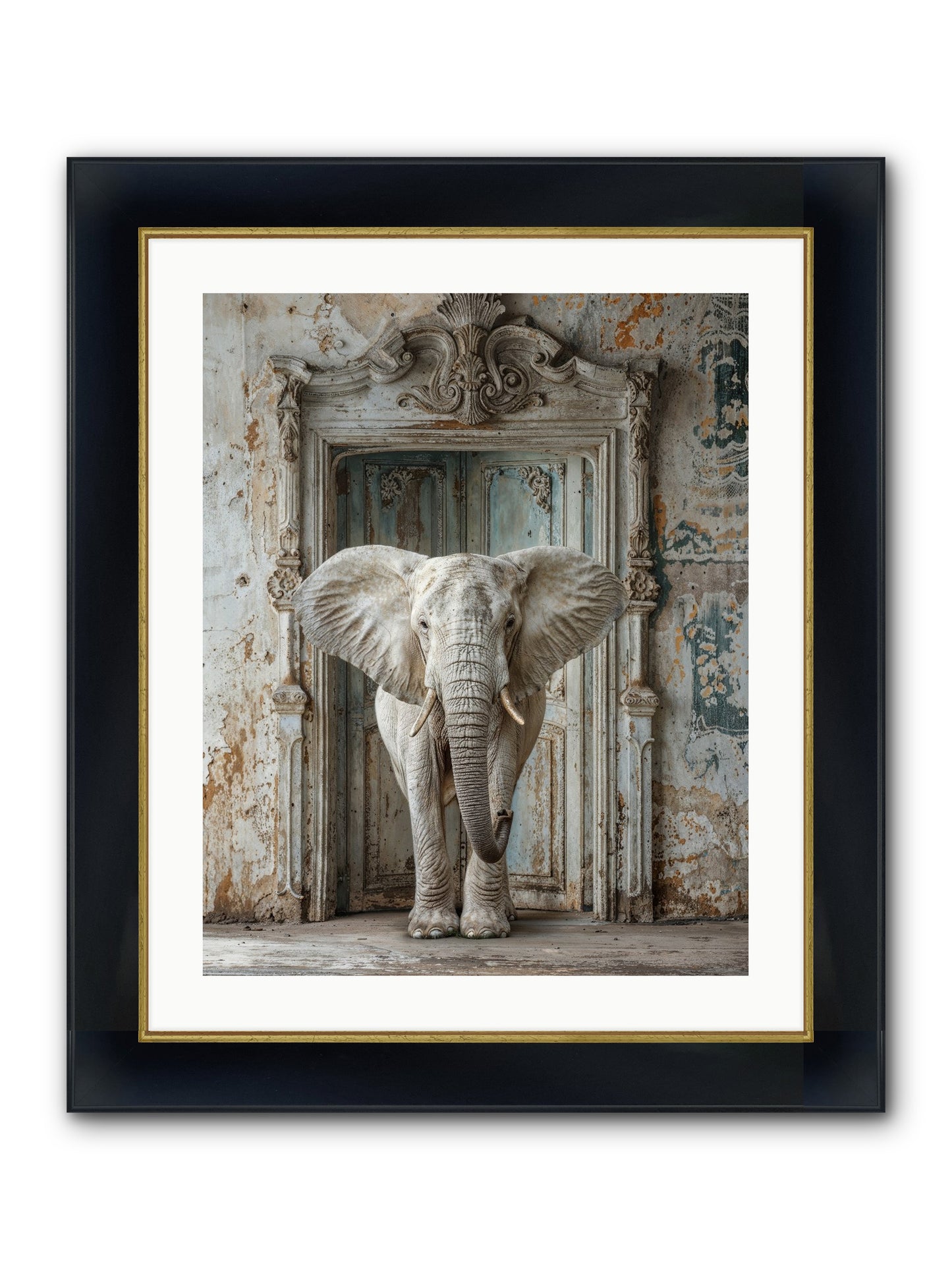 Whispers Of Monsoon And Mist Framed Print - Wide Black w/Gold 20x25