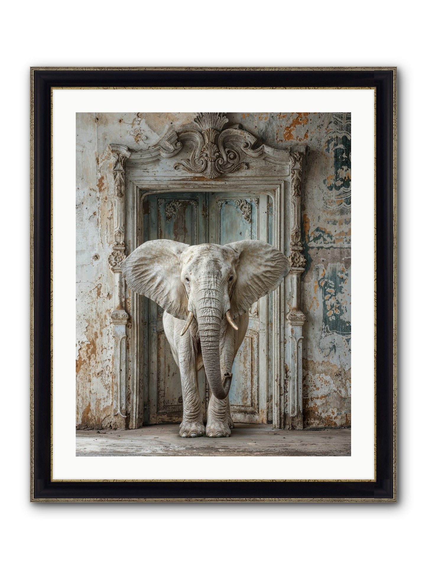Whispers Of Monsoon And Mist Framed Print - Black & Gold 24x30
