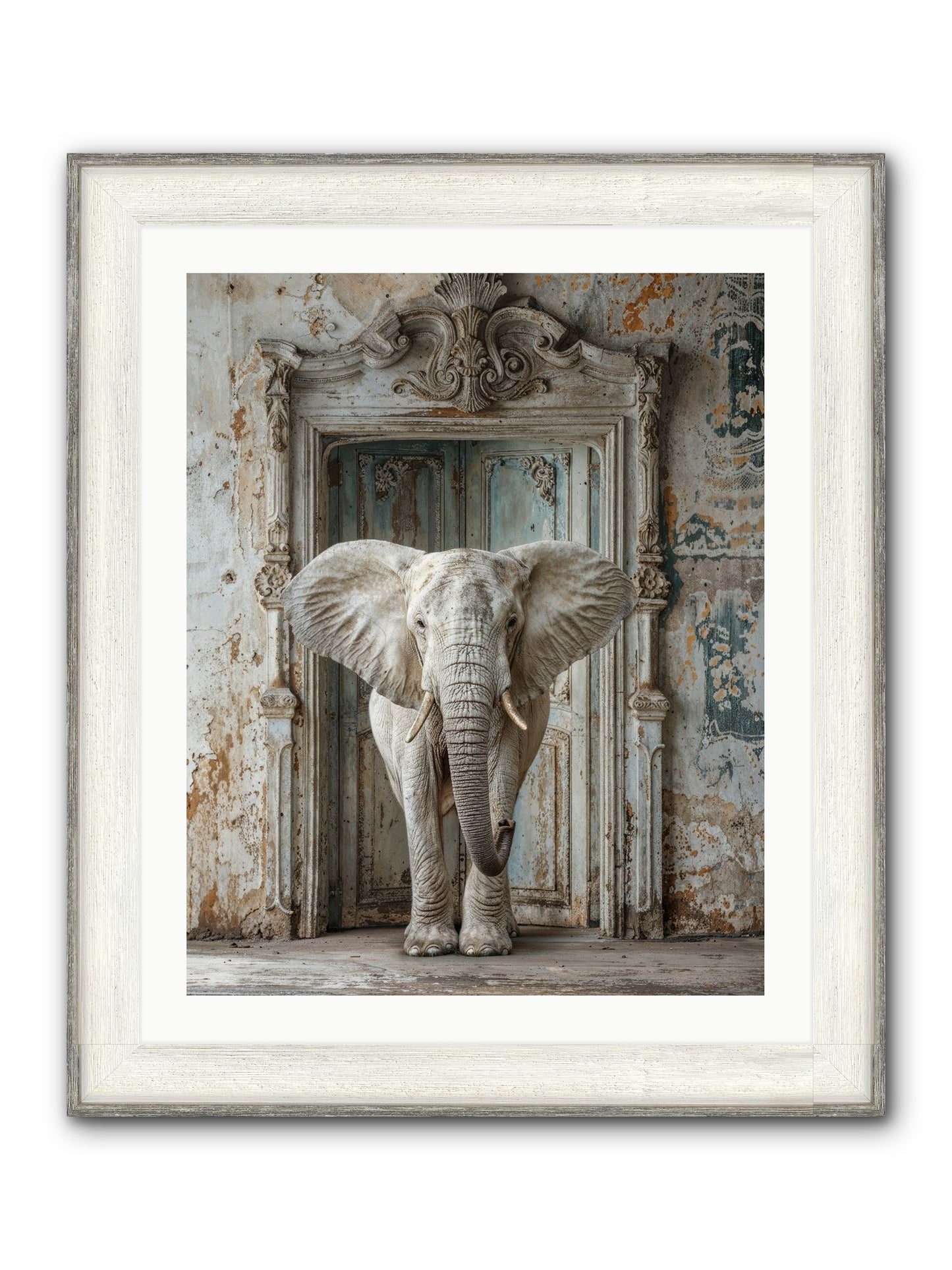 Whispers Of Monsoon And Mist Framed Print - Driftwood White 24x30