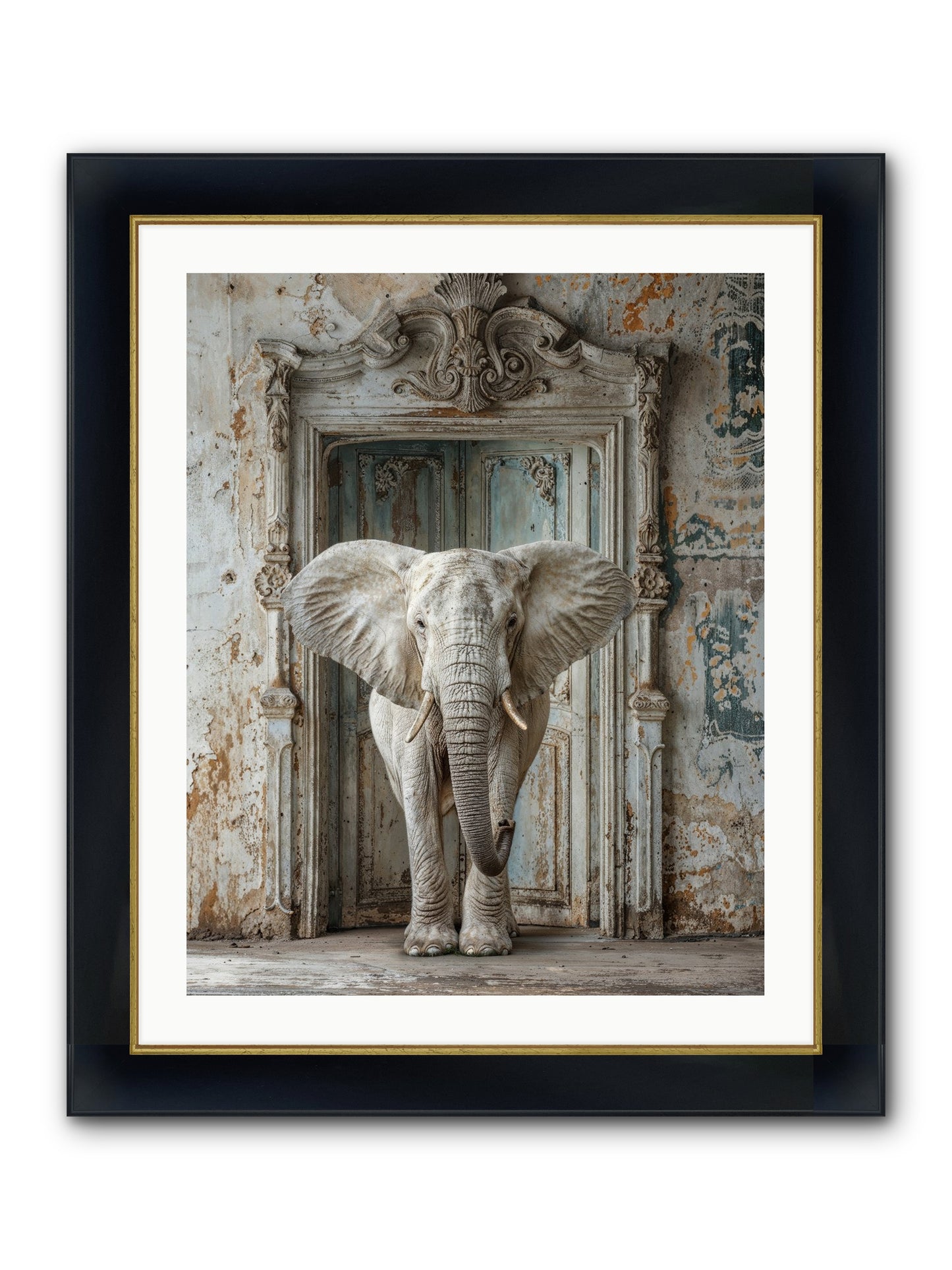 Whispers Of Monsoon And Mist Framed Print - Wide Black w/Gold 24x30