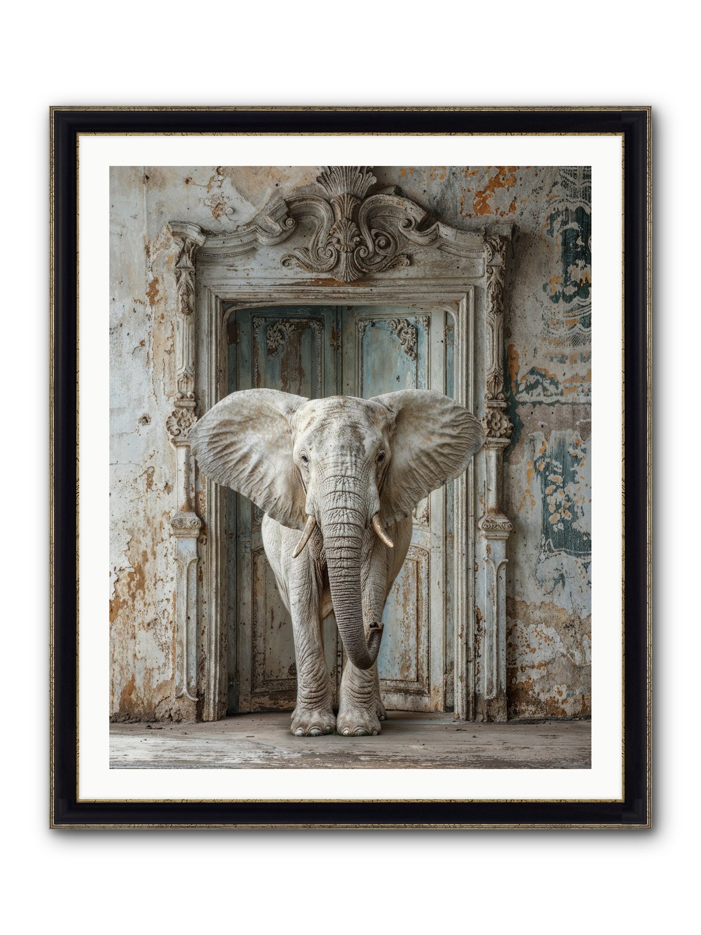Whispers Of Monsoon And Mist Framed Print - Black & Gold 32x40