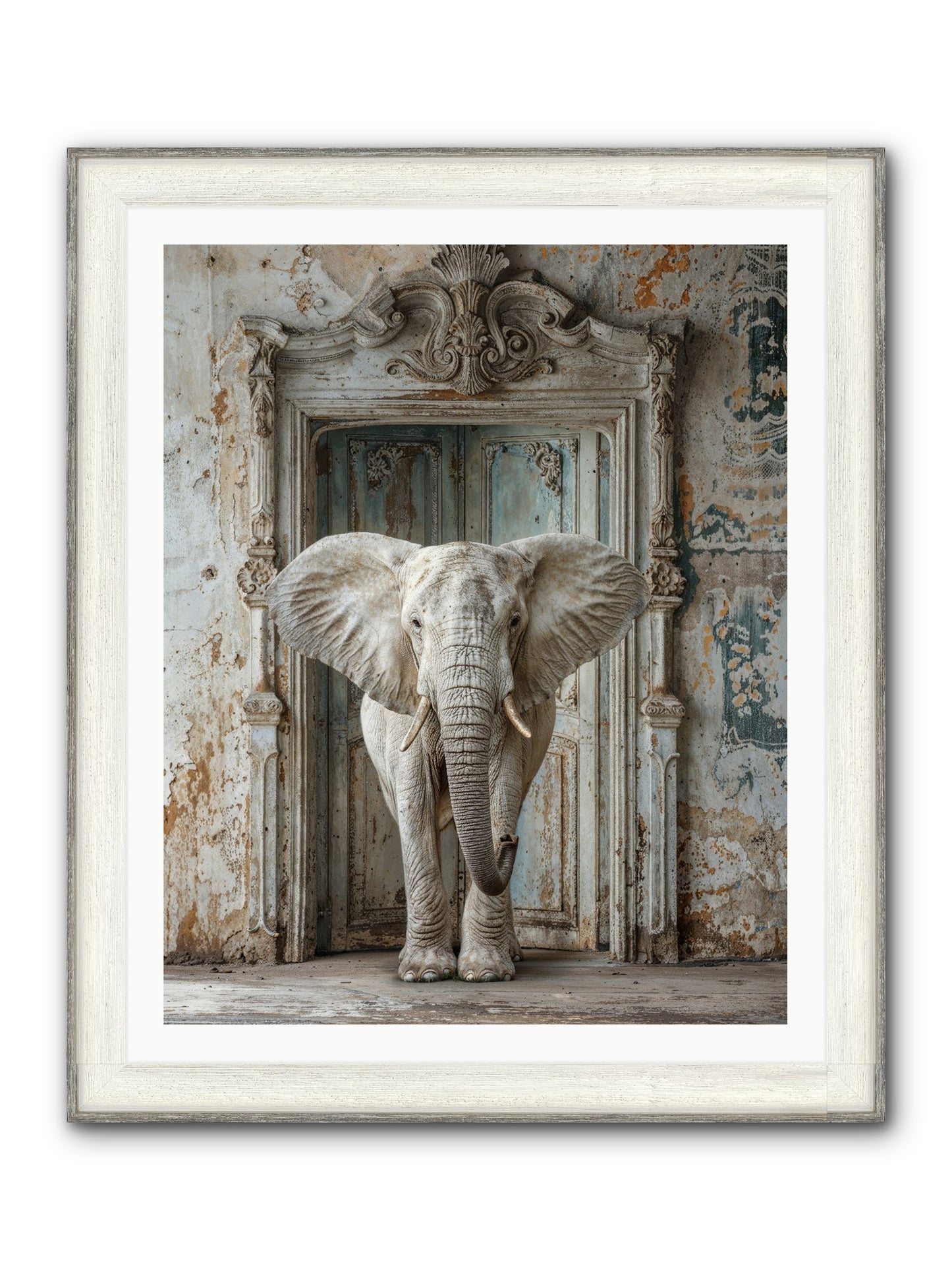 Whispers Of Monsoon And Mist Framed Print - Driftwood White 32x40