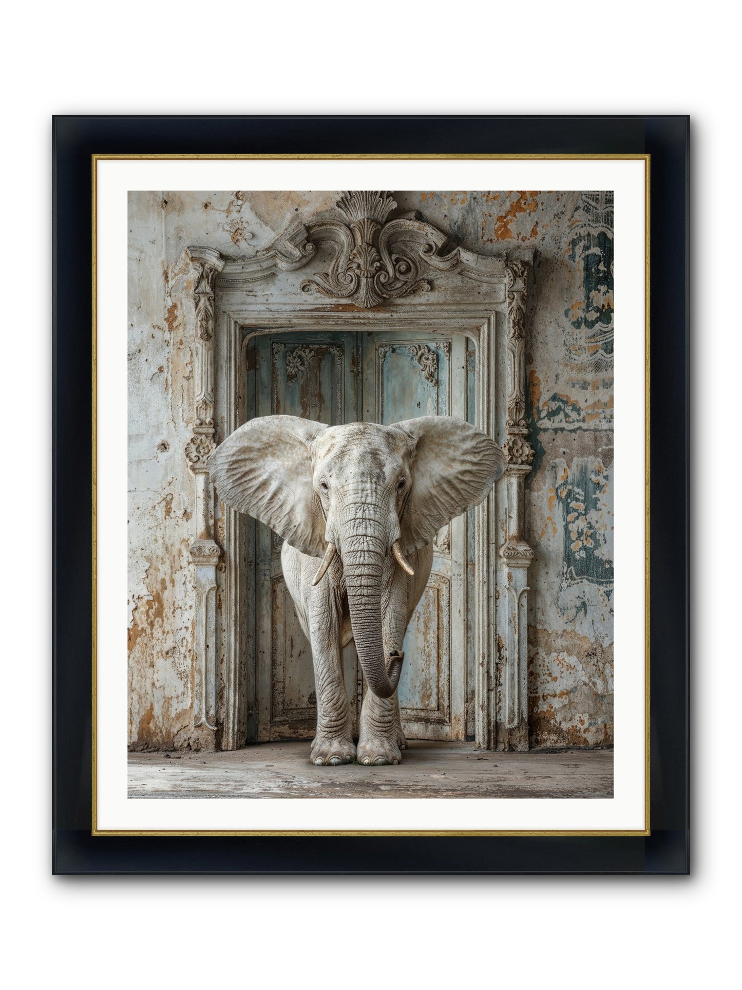 Whispers Of Monsoon And Mist Framed Print - Wide Black w/Gold 32x40