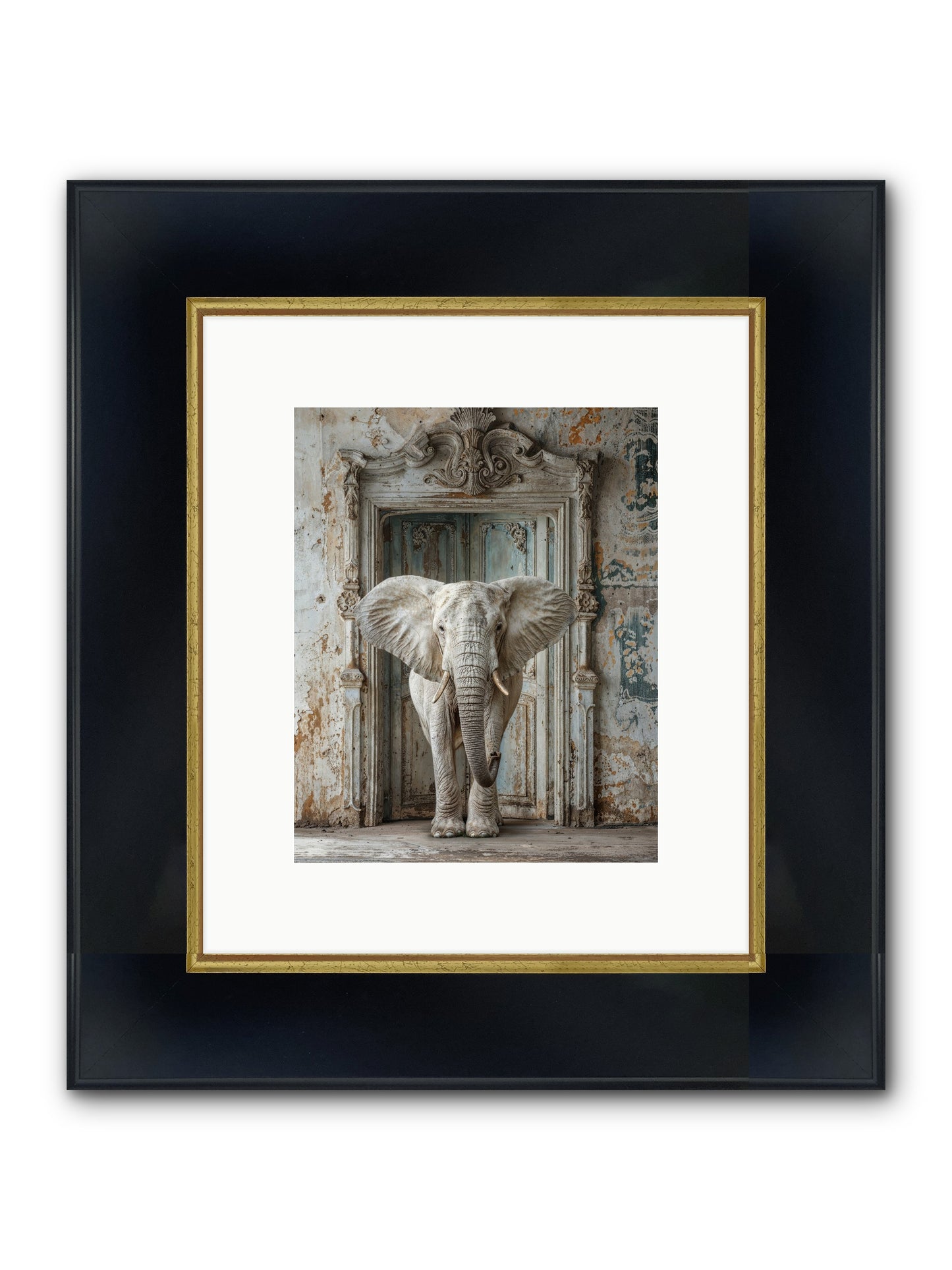 Whispers Of Monsoon And Mist Framed Print - Wide Black w/Gold 8x10